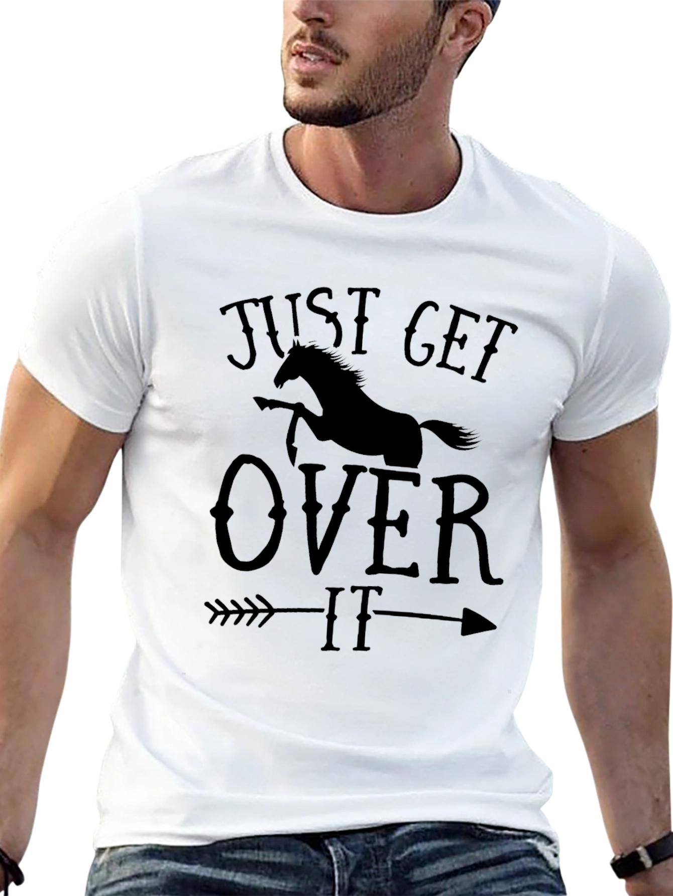 Just Get Over It Horse Arrow Graphic T-Shirt