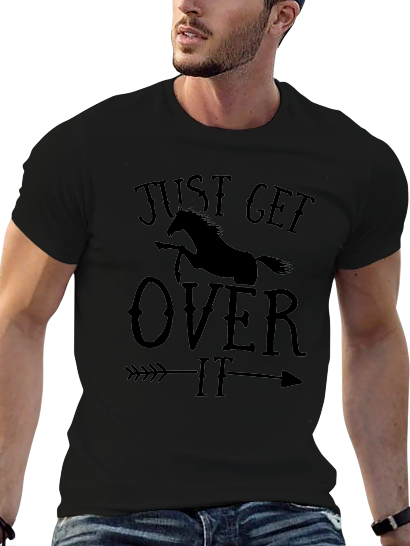 Just Get Over It Horse Arrow Graphic T-Shirt