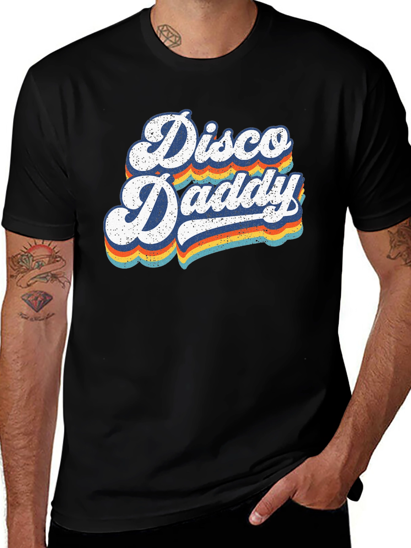 Disco Daddy Retro Graphic T-Shirt - Black