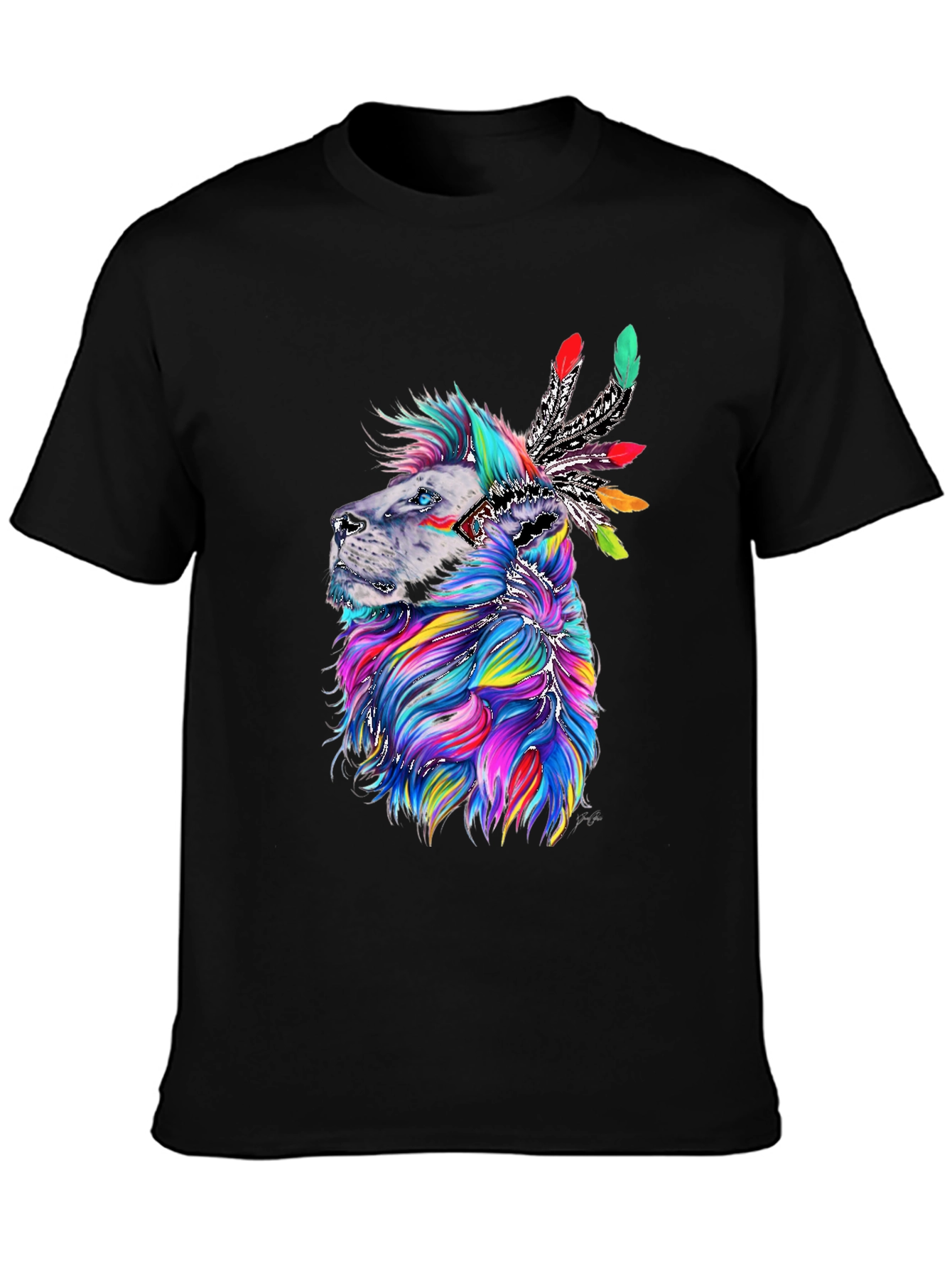 Lion Headdress Graphic Print Tee - Vibrant Design