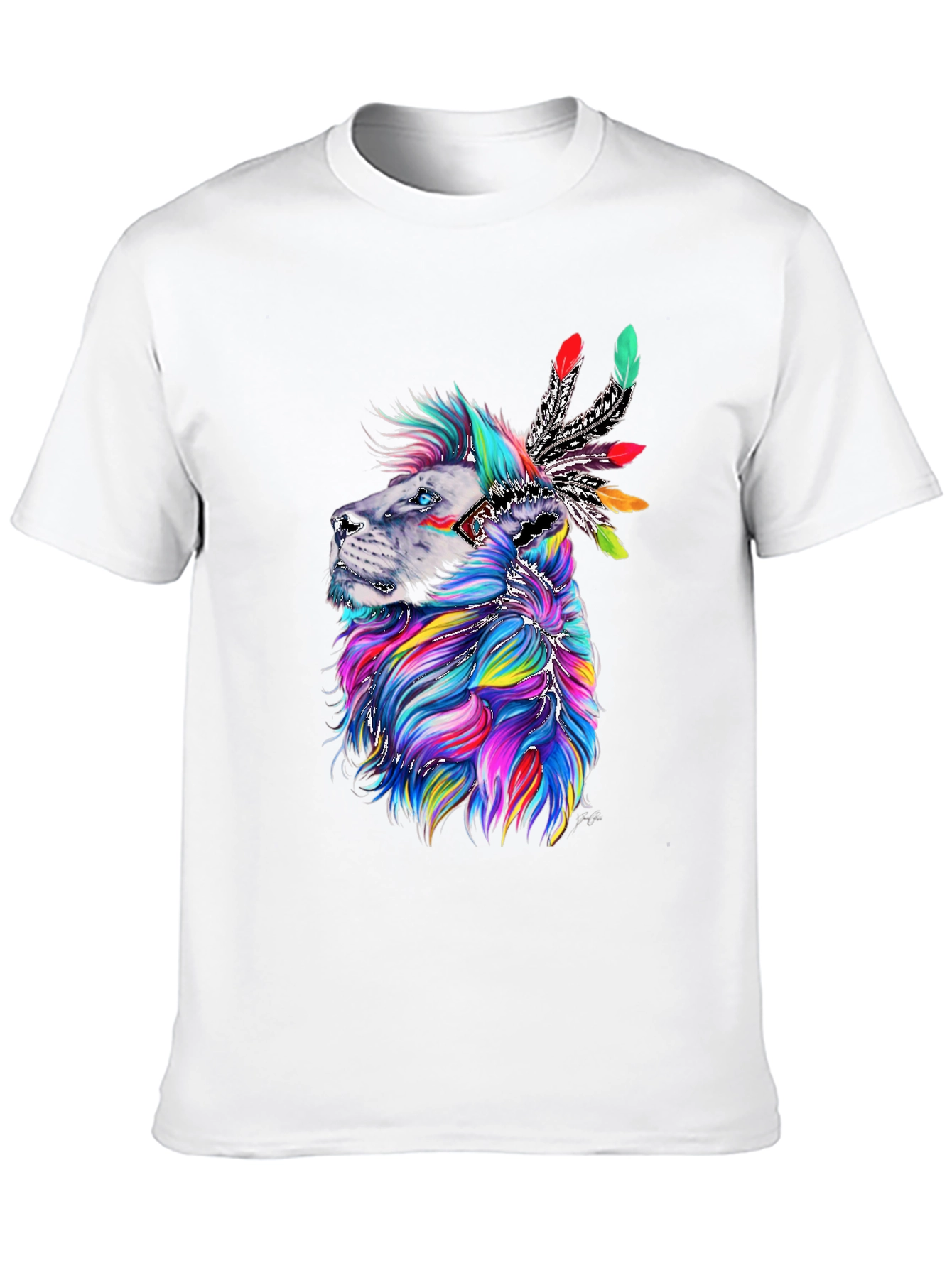Lion Headdress Graphic Print Tee - Vibrant Design