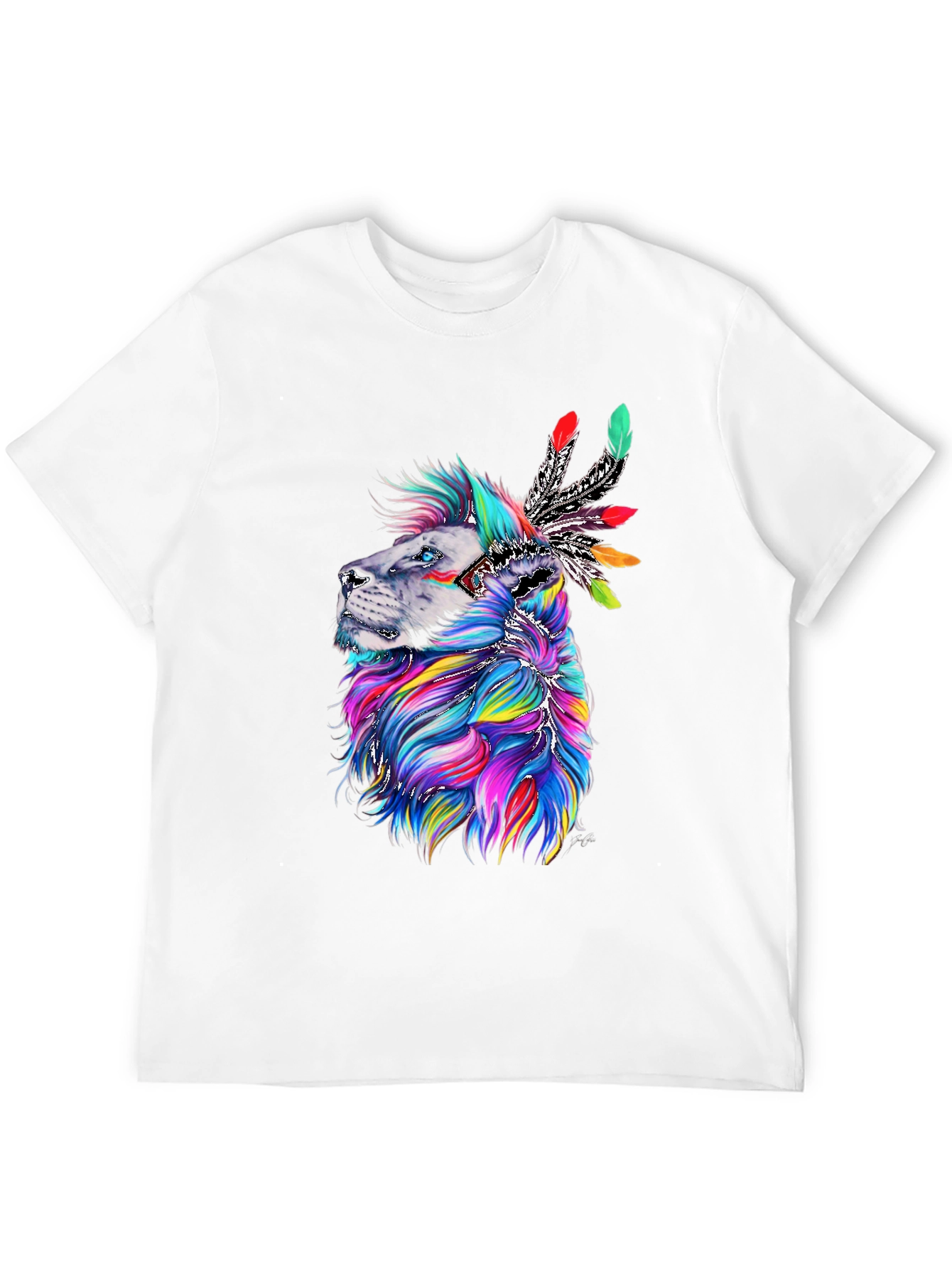 Lion Headdress Graphic Print Tee - Vibrant Design