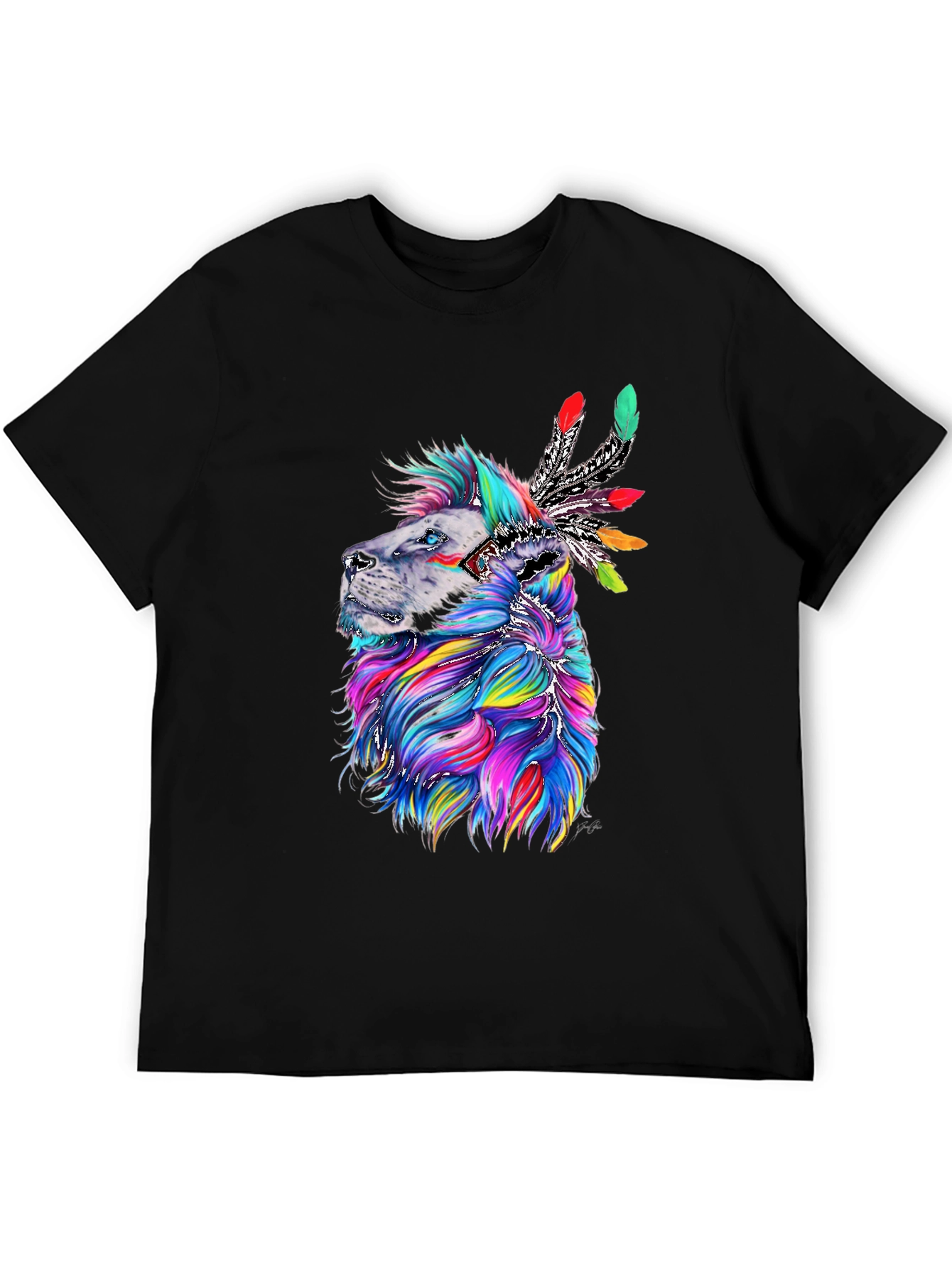 Lion Headdress Graphic Print Tee - Vibrant Design