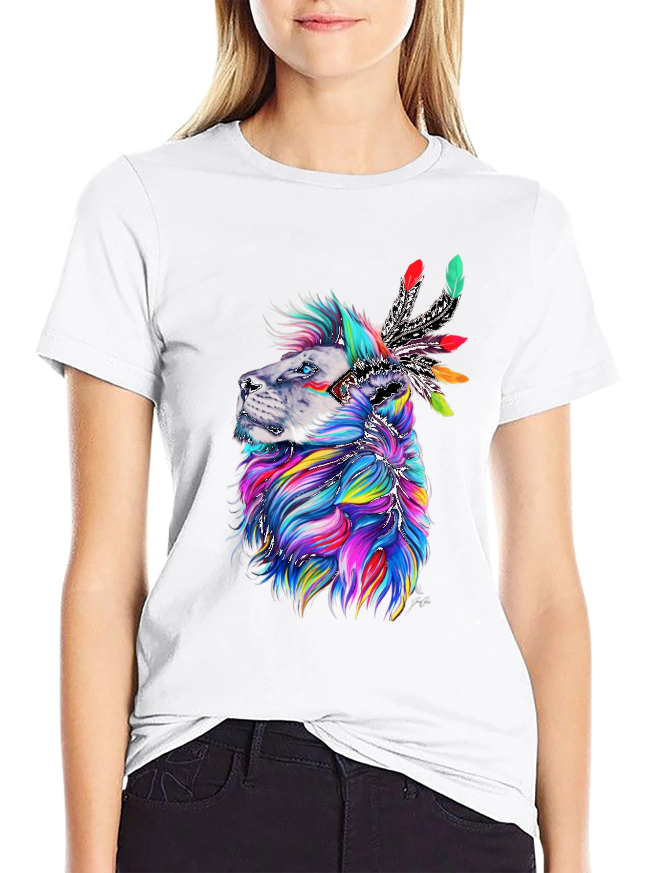 Lion Headdress Graphic Print Tee - Vibrant Design