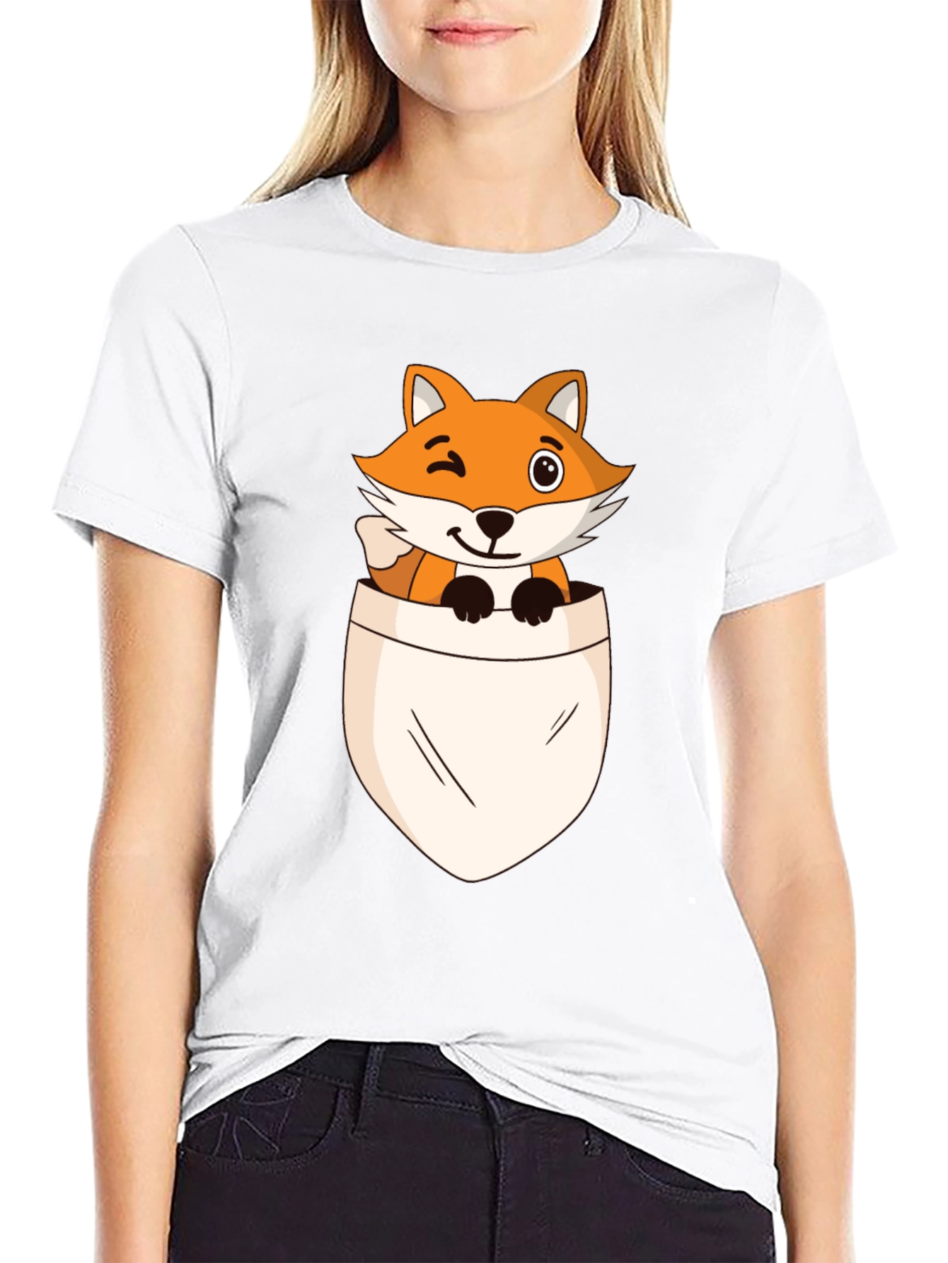 Fox in Pocket Graphic T-Shirt