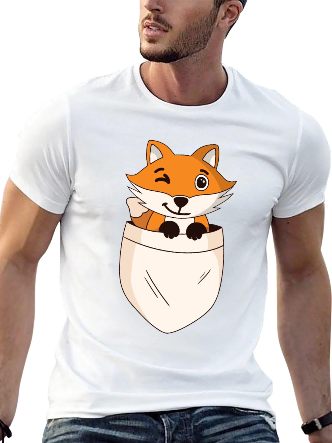 Fox in Pocket Graphic T-Shirt