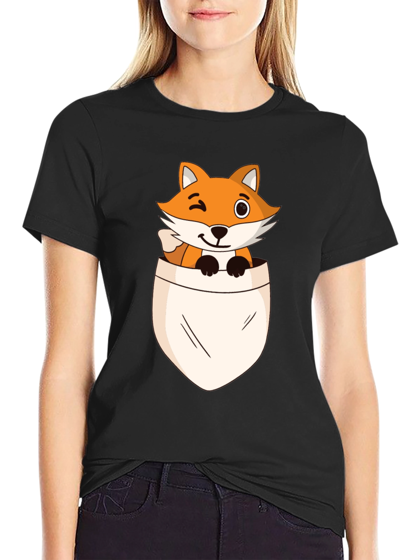 Fox in Pocket Graphic T-Shirt