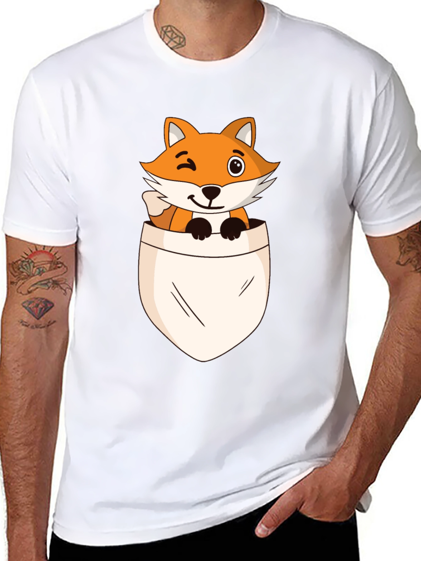 Fox in Pocket Graphic T-Shirt