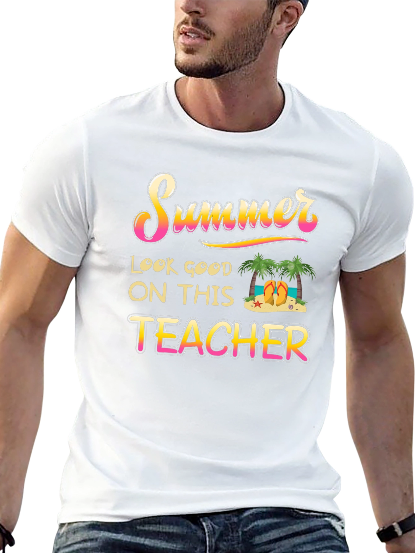 Summer Teacher Graphic T-Shirt - Black