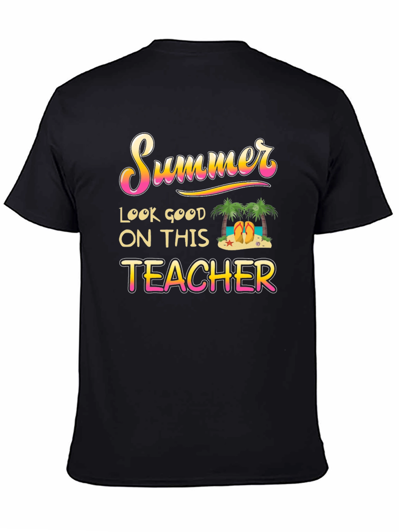 Summer Teacher Graphic T-Shirt - Black