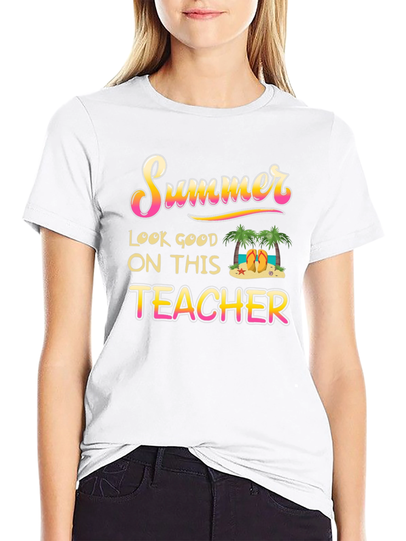 Summer Teacher Graphic T-Shirt - Black