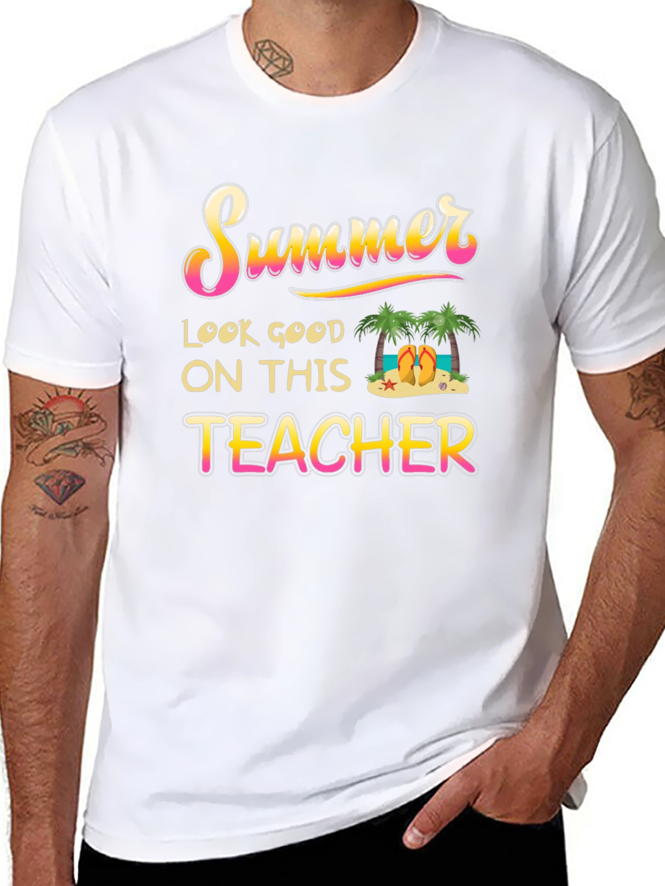 Summer Teacher Graphic T-Shirt - Black