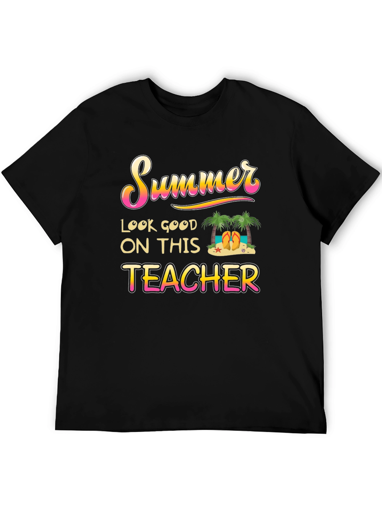Summer Teacher Graphic T-Shirt - Black
