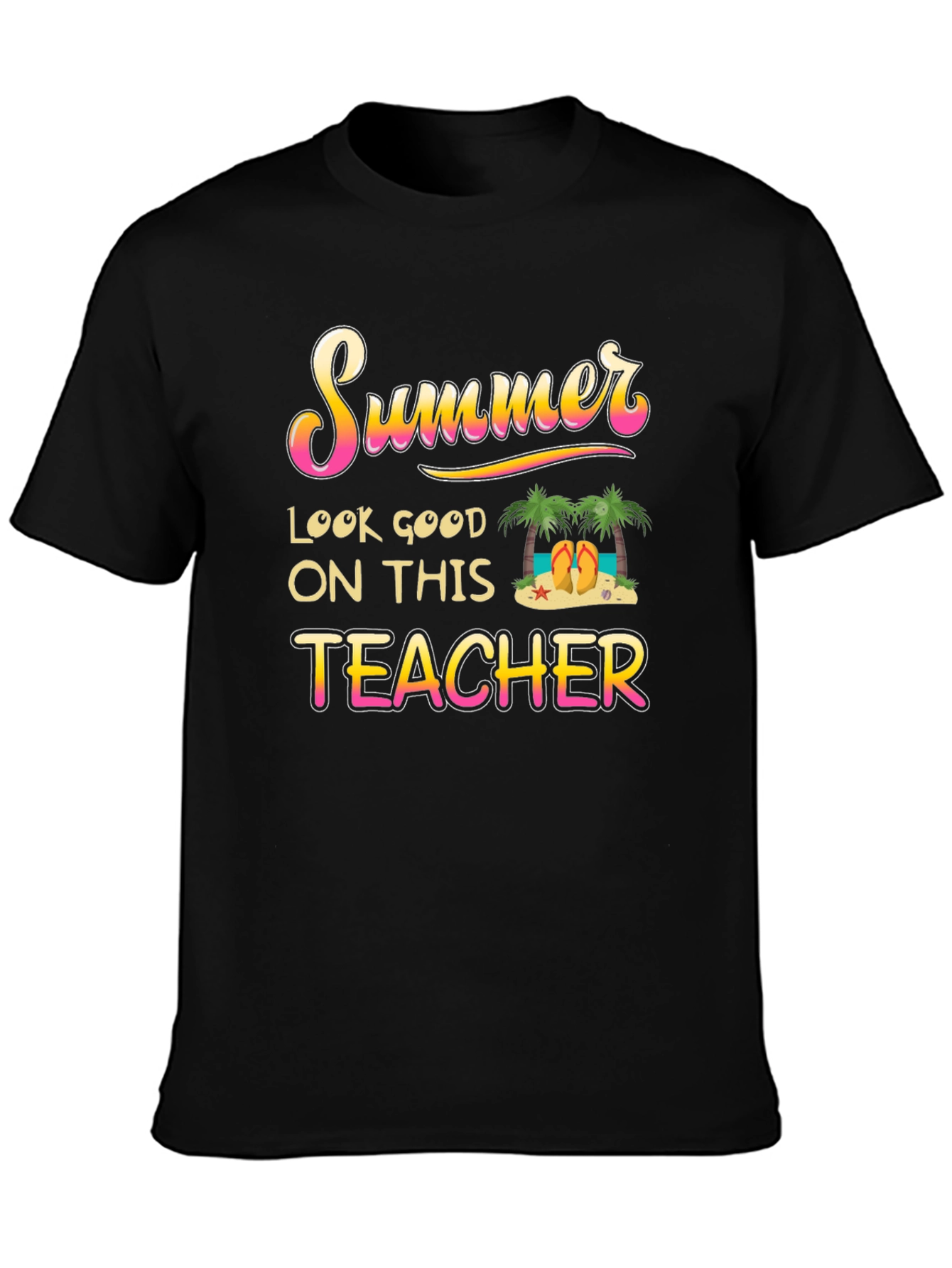 Summer Teacher Graphic T-Shirt - Black