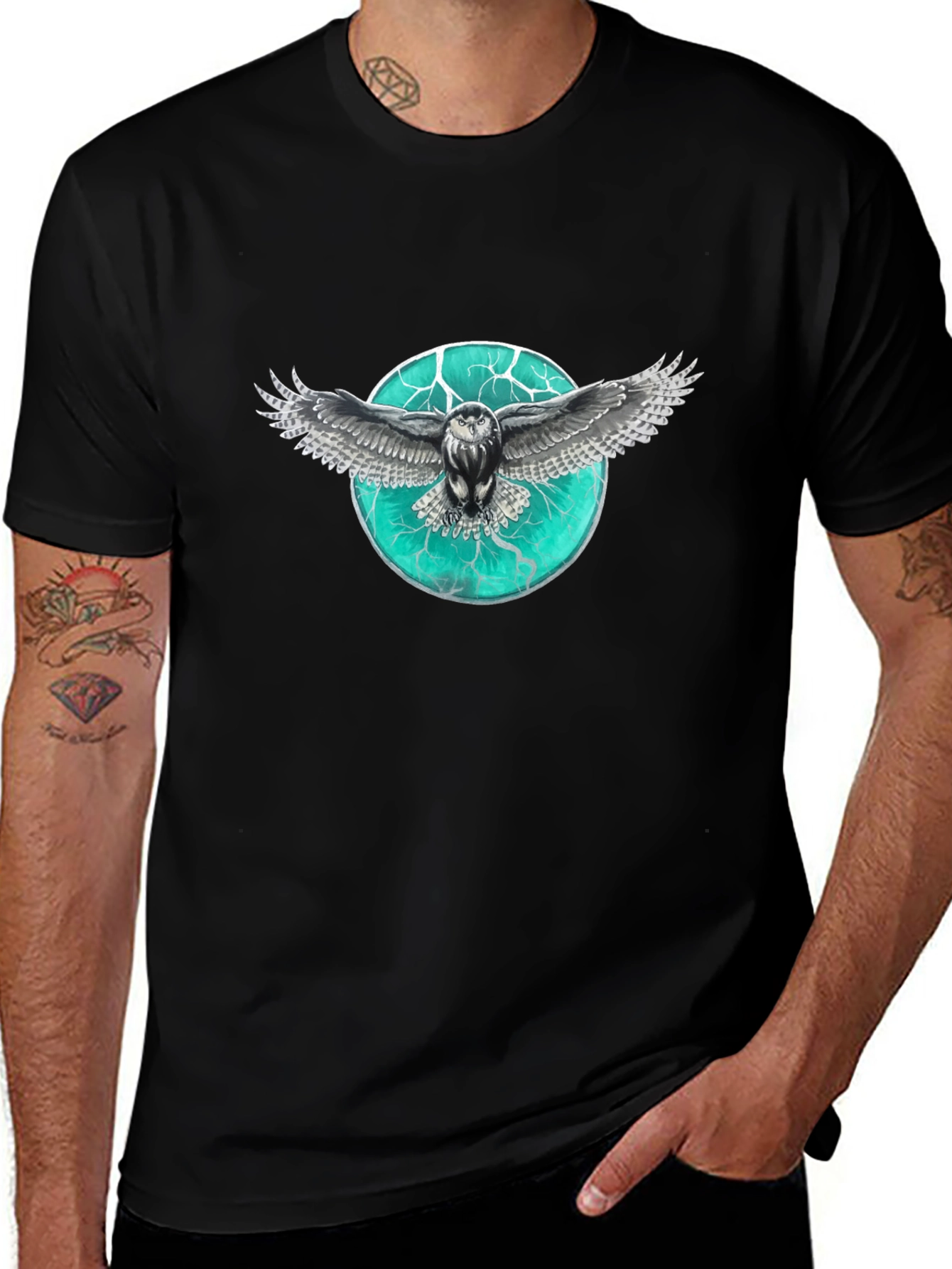 Owl Graphic Print Mens T-Shirt