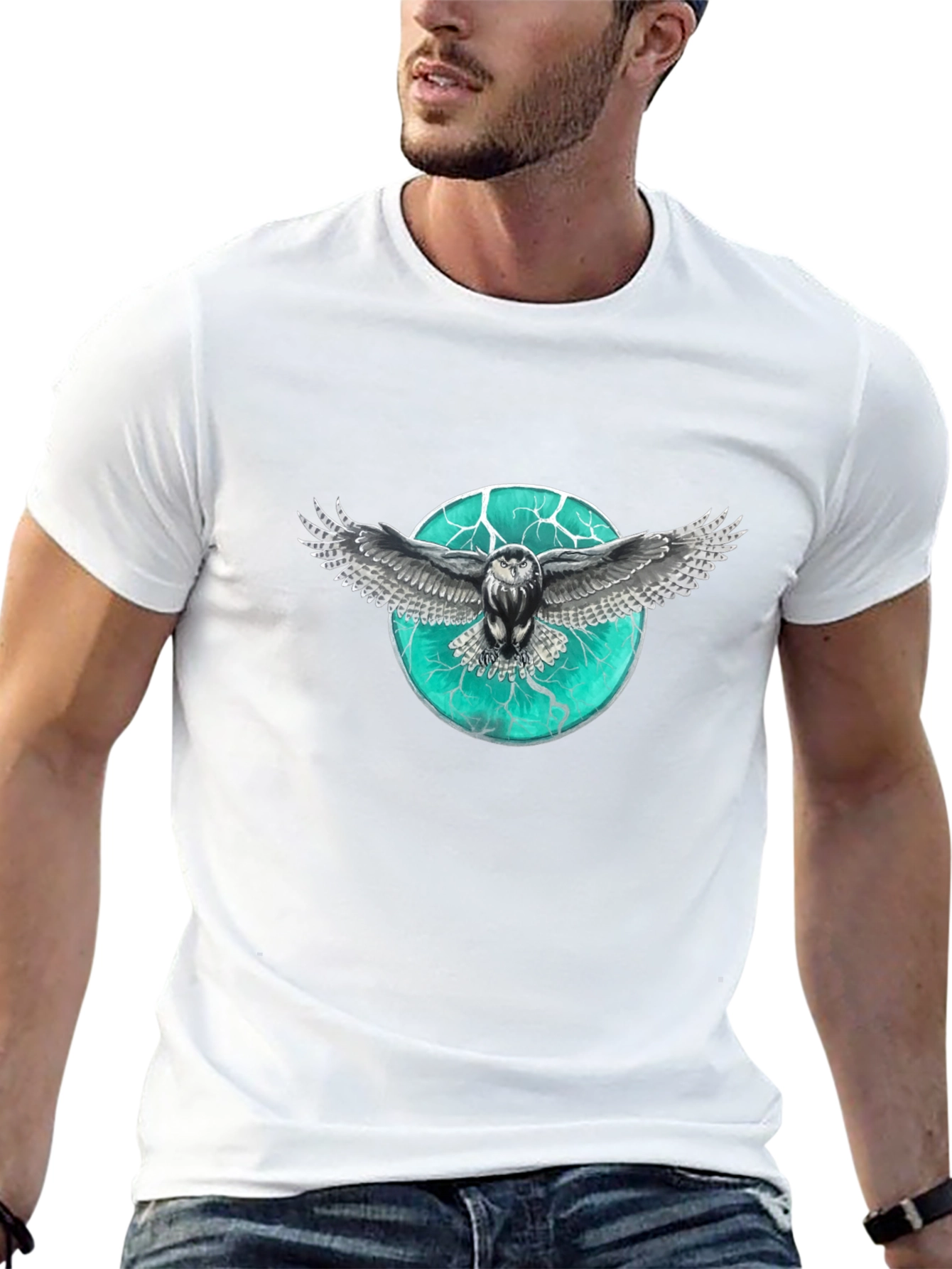 Owl Graphic Print Mens T-Shirt