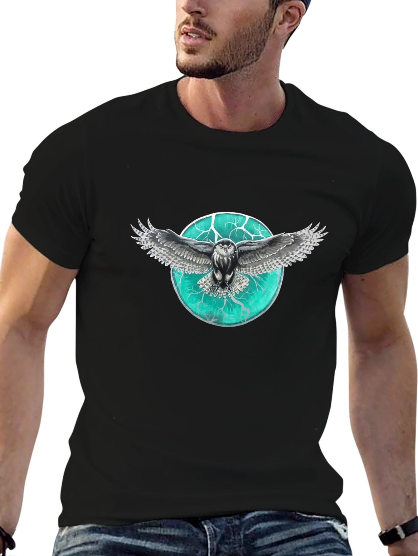 Owl Graphic Print Mens T-Shirt