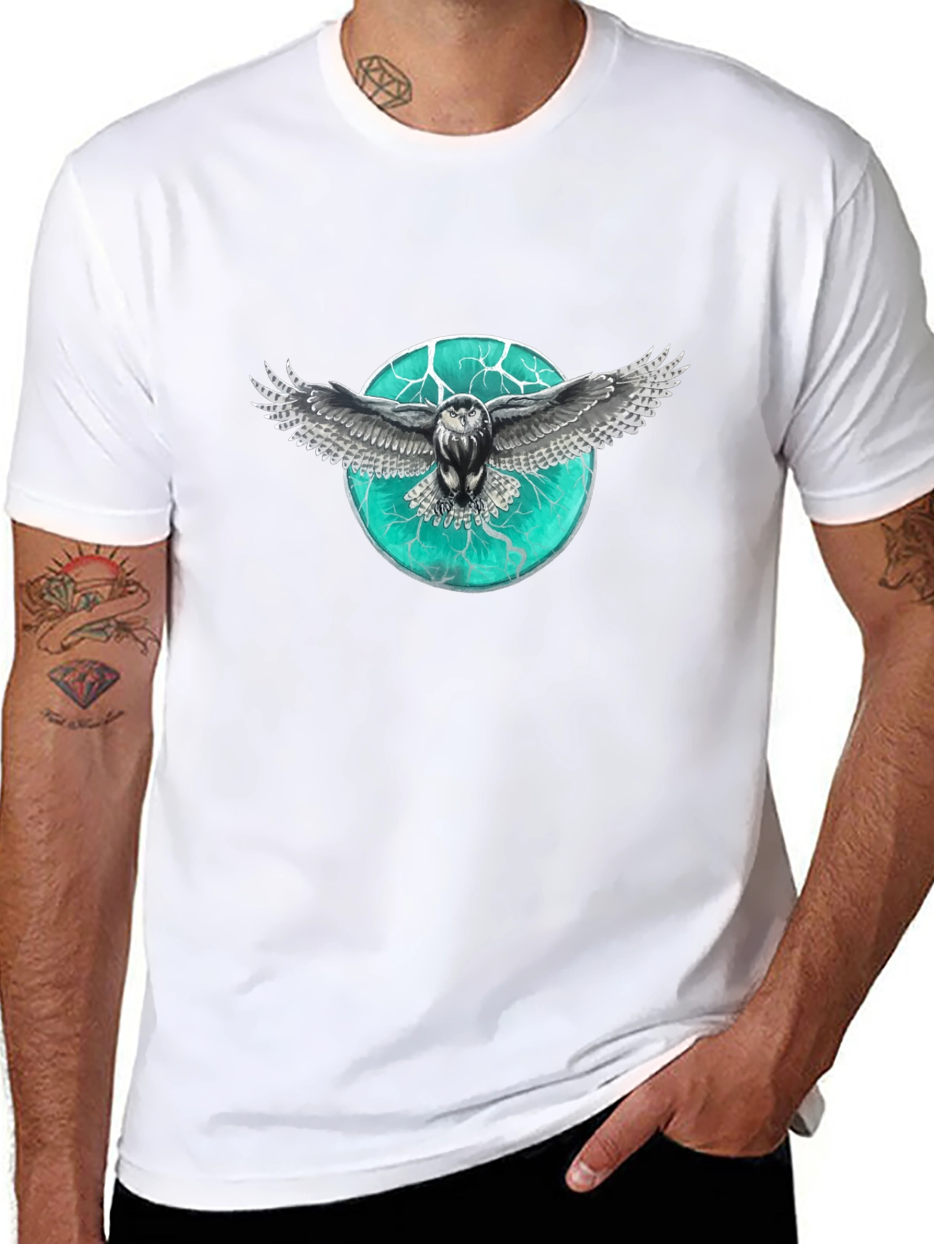 Owl Graphic Print Mens T-Shirt