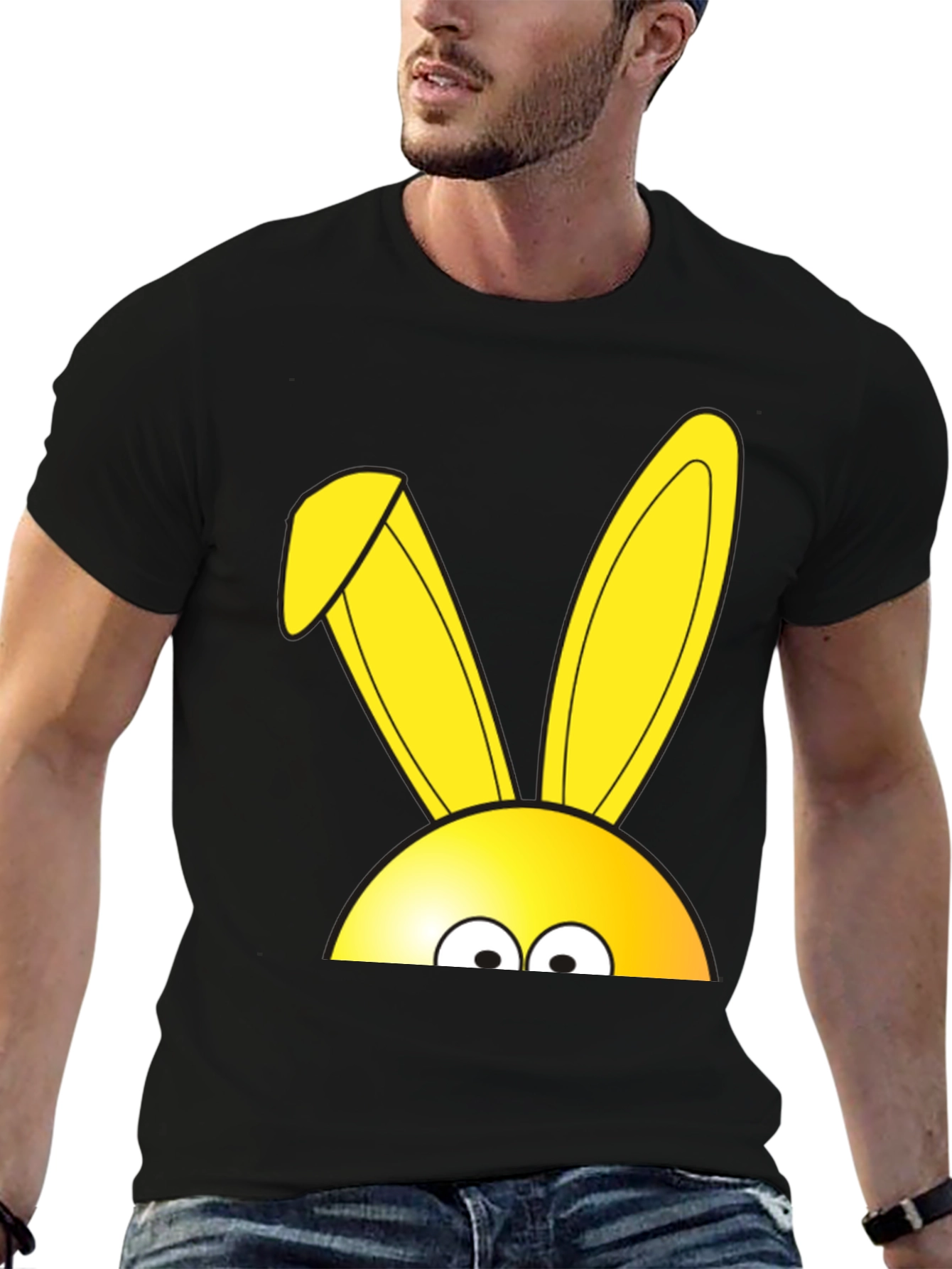 Easter Bunny Peeking T-Shirt - Black