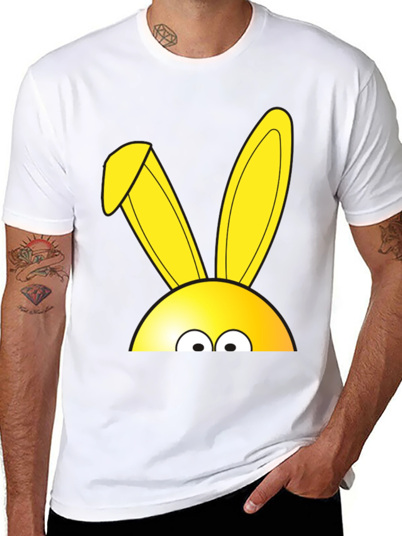 Easter Bunny Peeking T-Shirt - Black