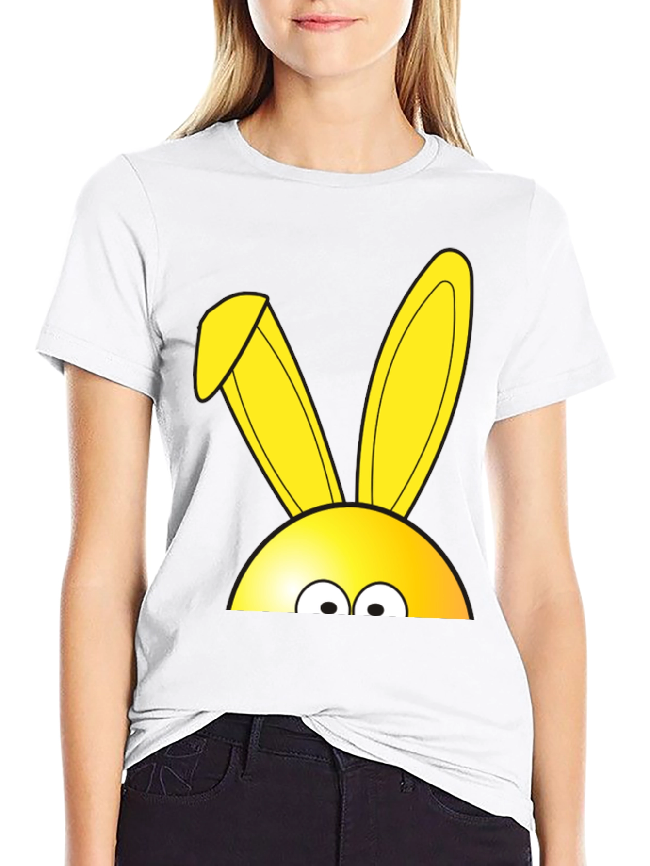 Easter Bunny Peeking T-Shirt - Black