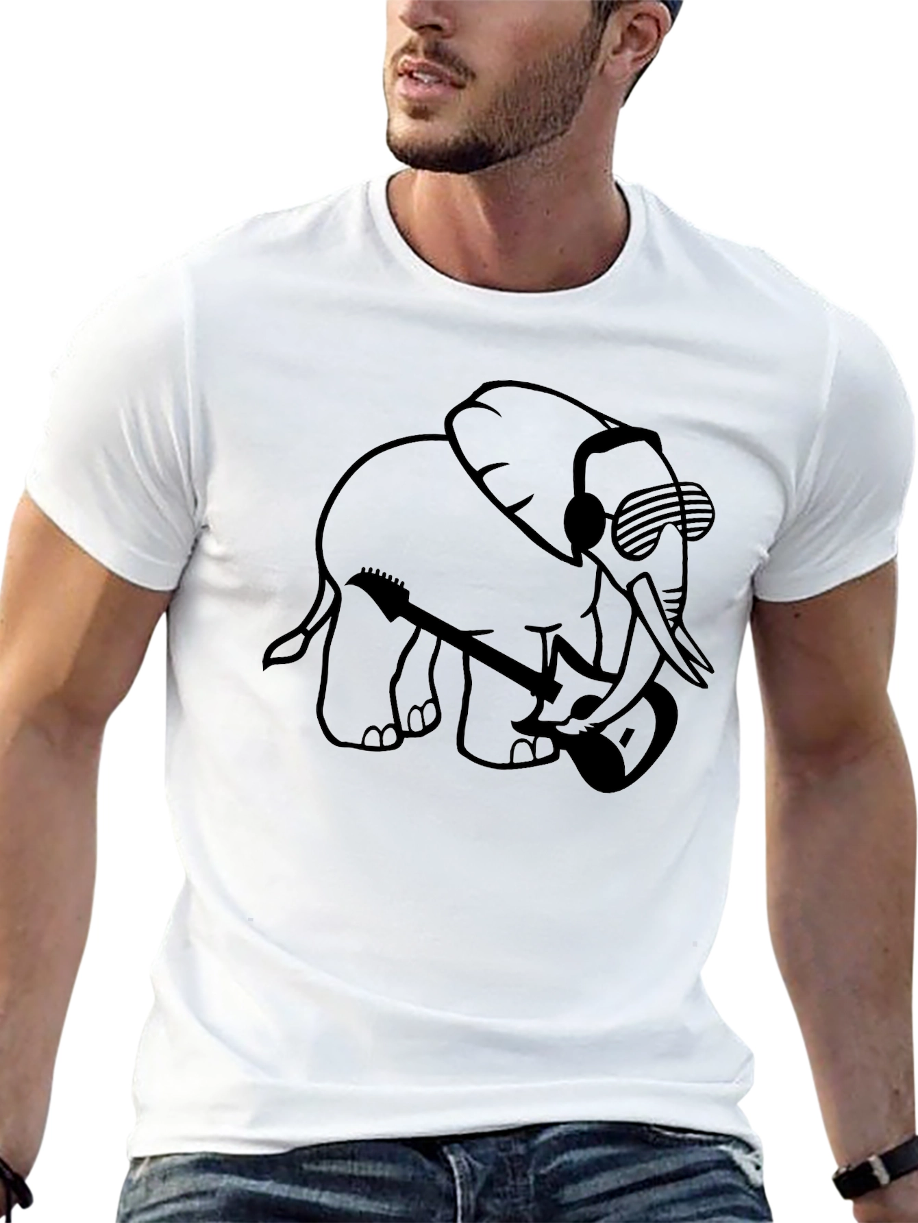 Elephant DJ Black Graphic Tee