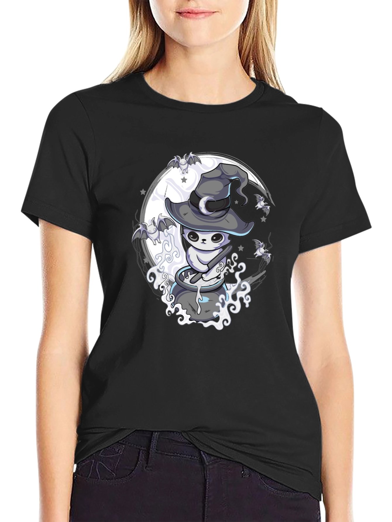 Witch Cat Brew T-Shirt - Spooky Halloween Design