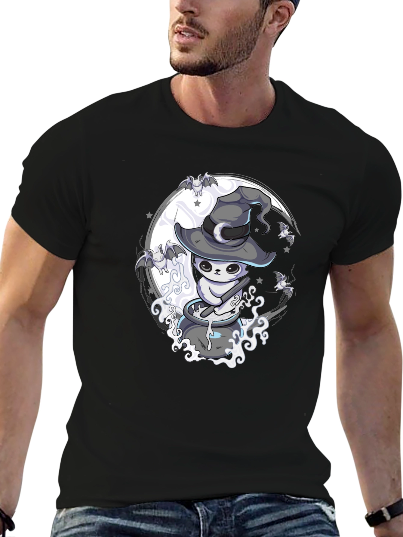 Witch Cat Brew T-Shirt - Spooky Halloween Design