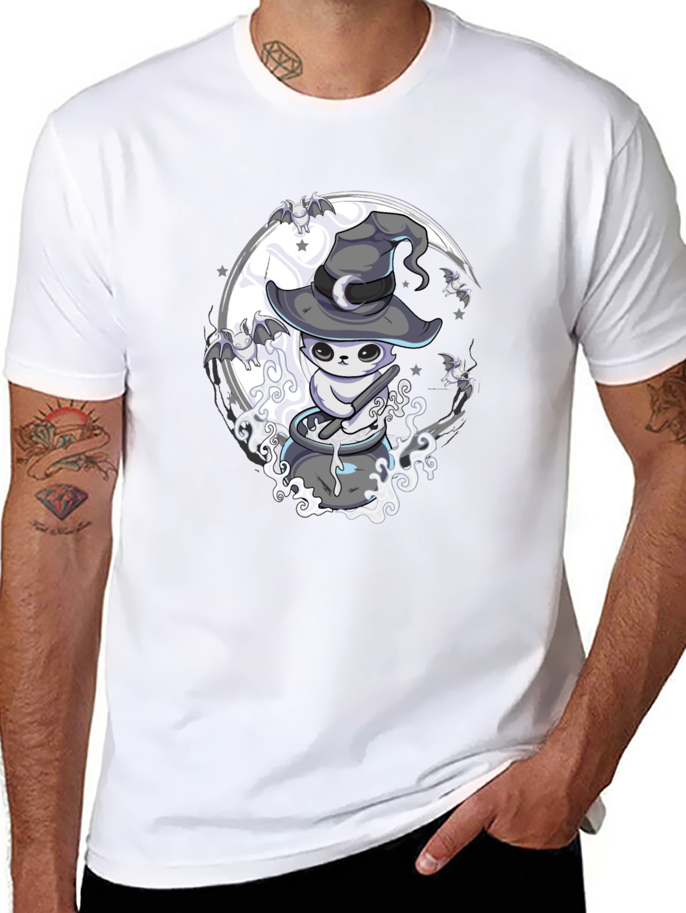 Witch Cat Brew T-Shirt - Spooky Halloween Design