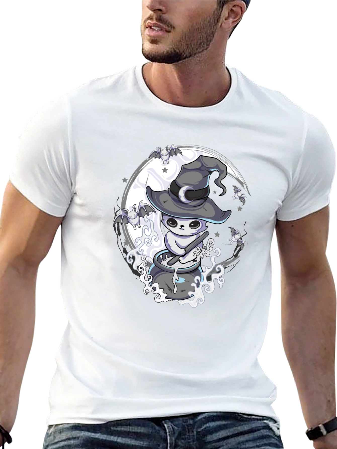 Witch Cat Brew T-Shirt - Spooky Halloween Design