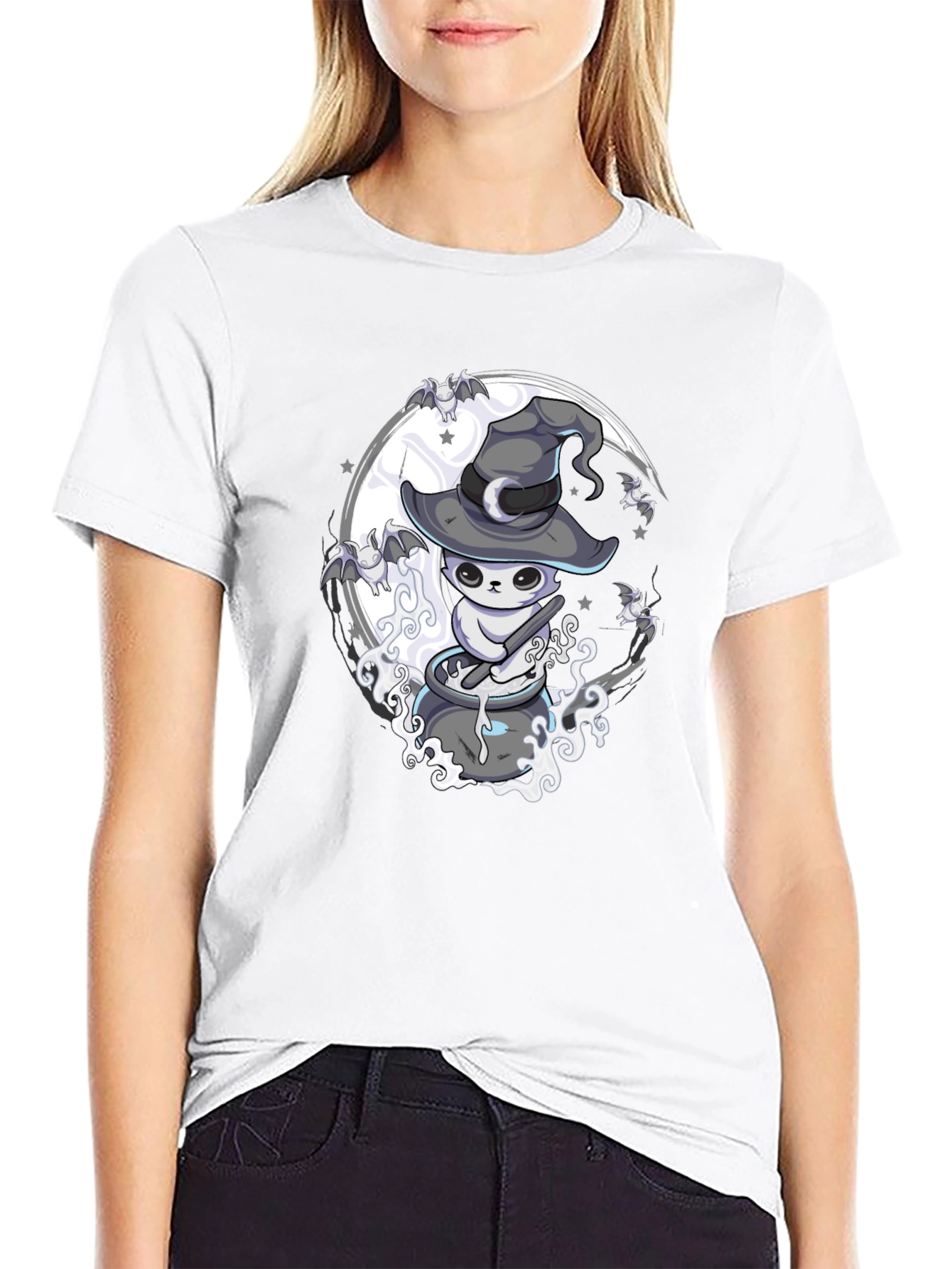 Witch Cat Brew T-Shirt - Spooky Halloween Design