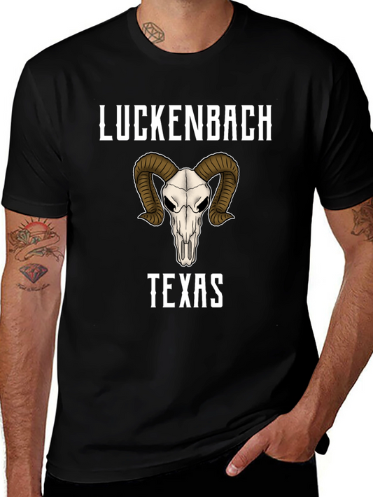 Luckenbach Texas Ram Skull Graphic T-Shirt