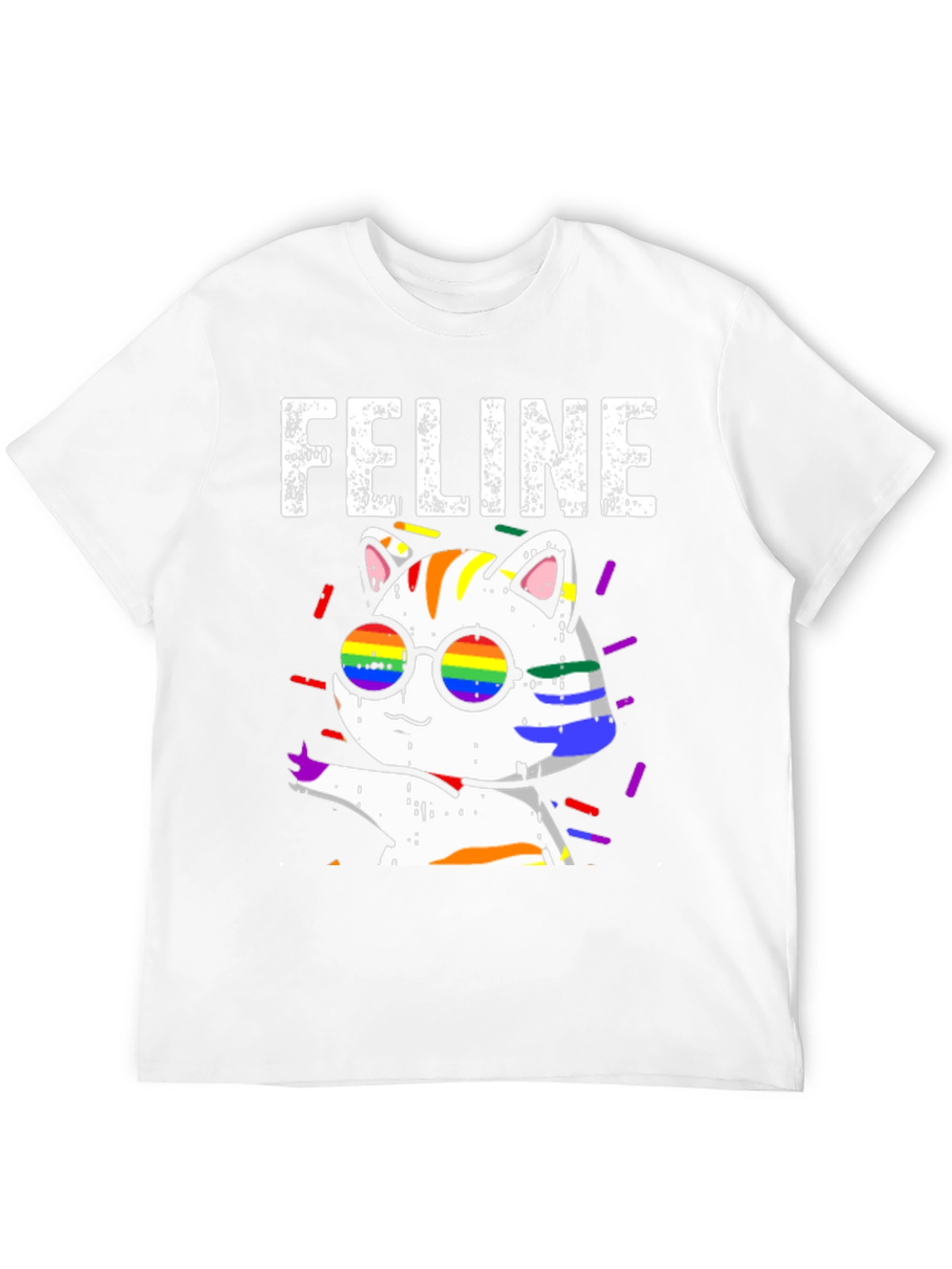 Feline Pride T-Shirt - Rainbow Cat
