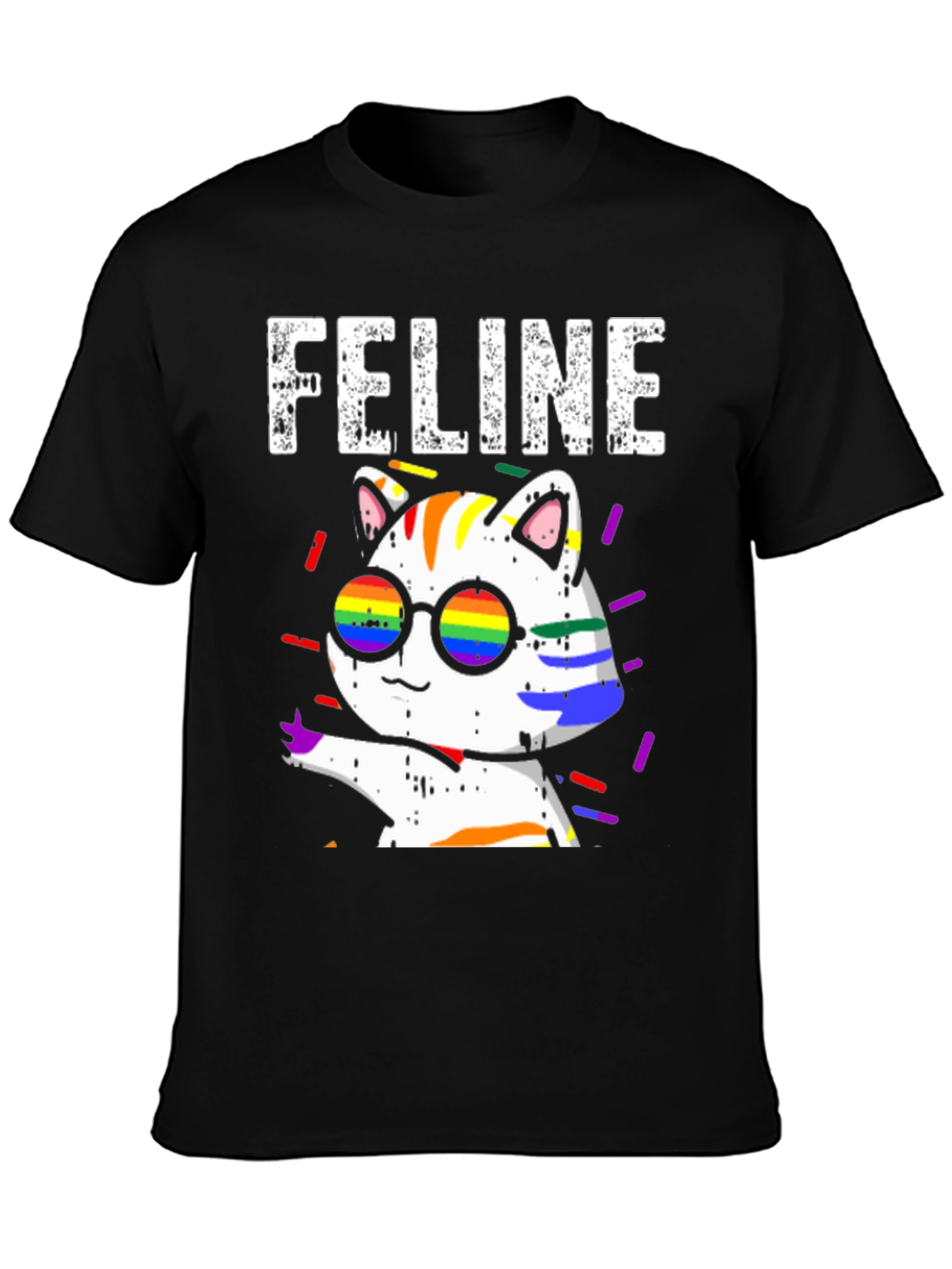 Feline Pride T-Shirt - Rainbow Cat