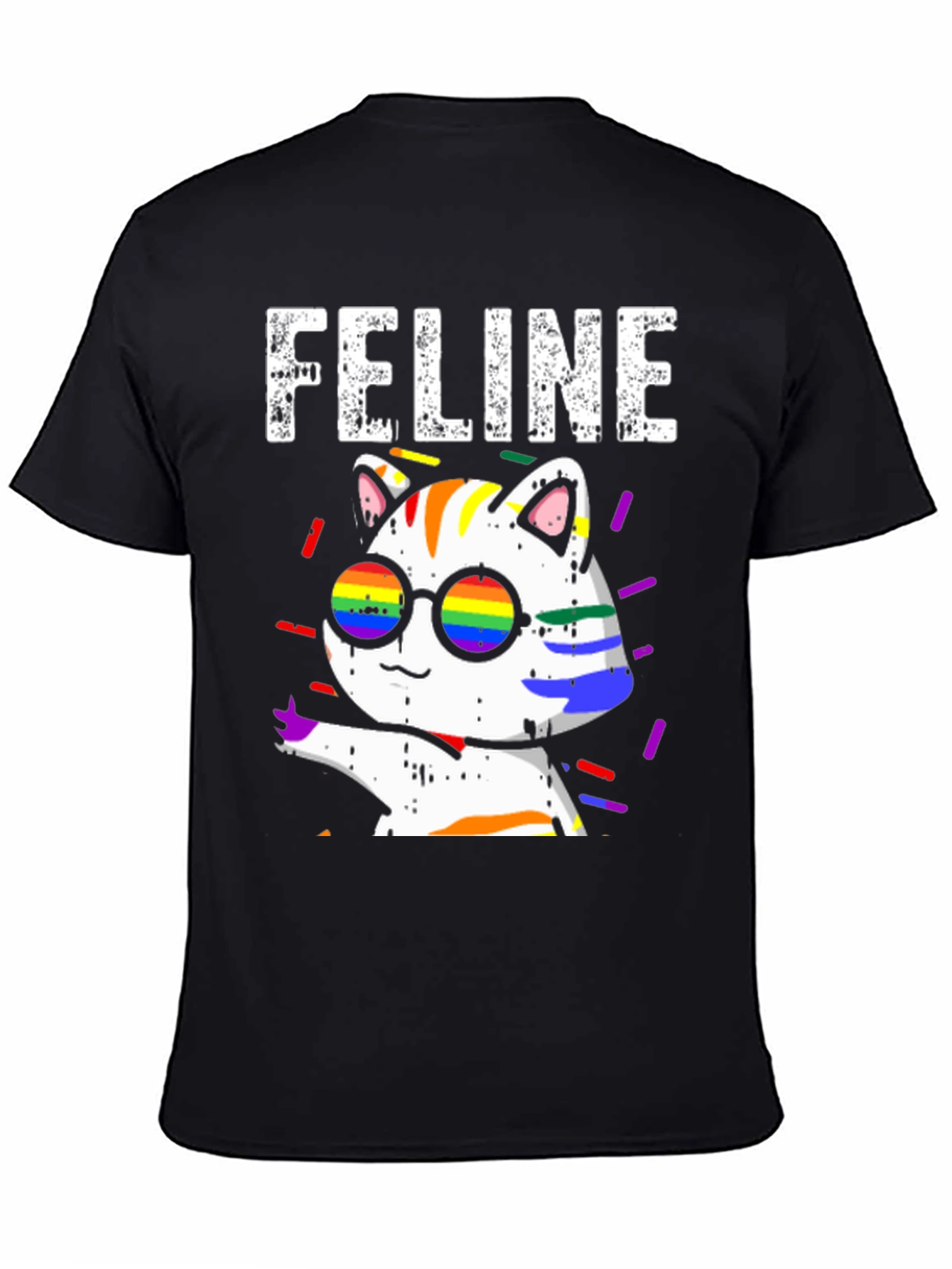 Feline Pride T-Shirt - Rainbow Cat