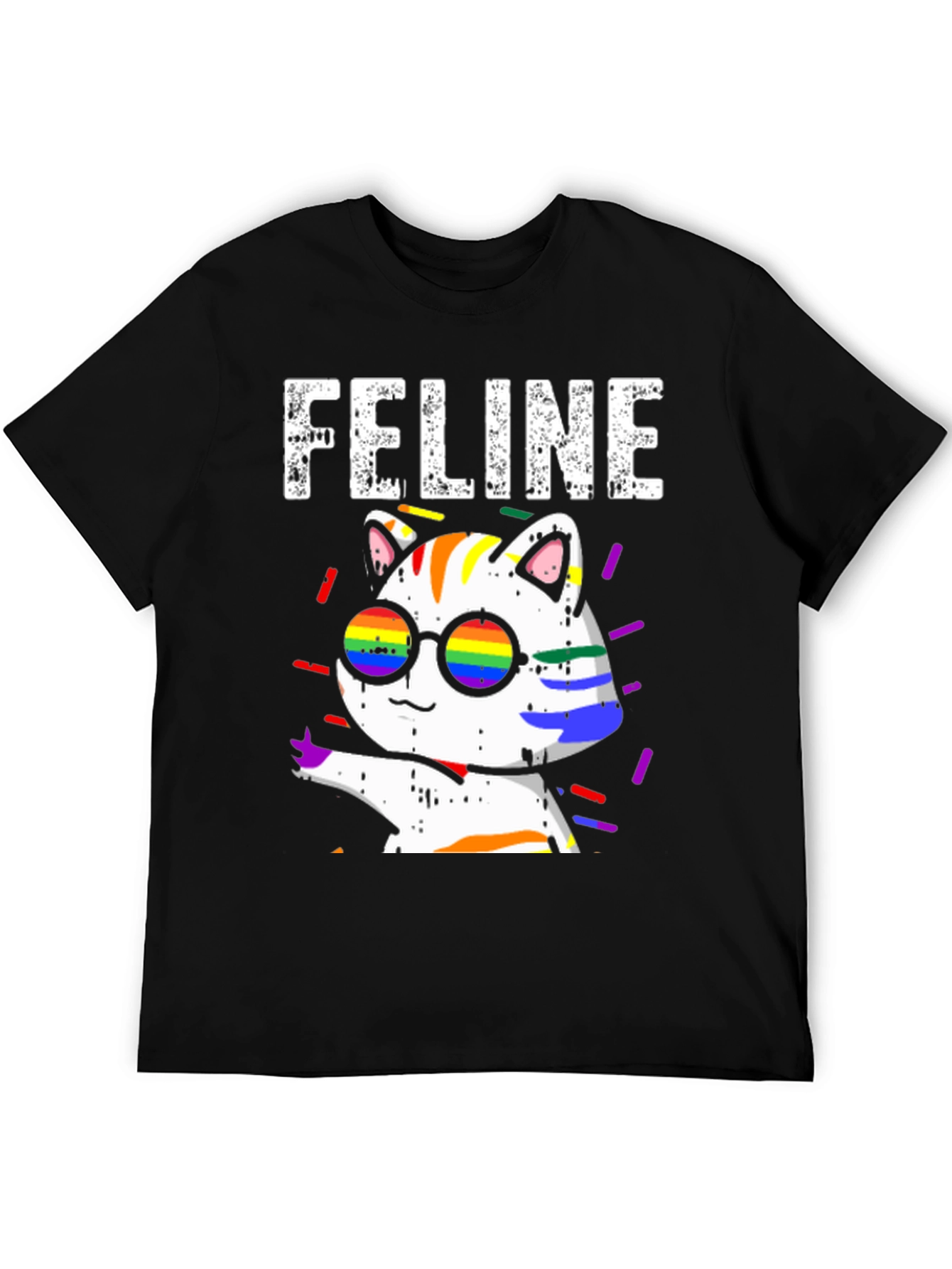 Feline Pride T-Shirt - Rainbow Cat