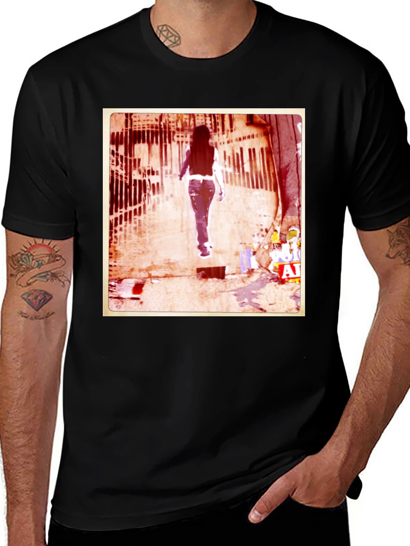 Urban Graffiti Style Black Graphic T-Shirt