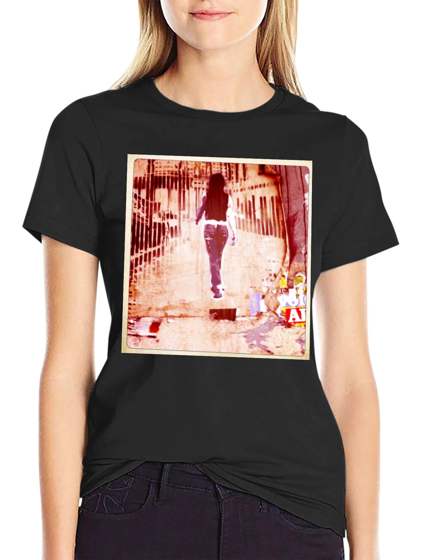 Urban Graffiti Style Black Graphic T-Shirt