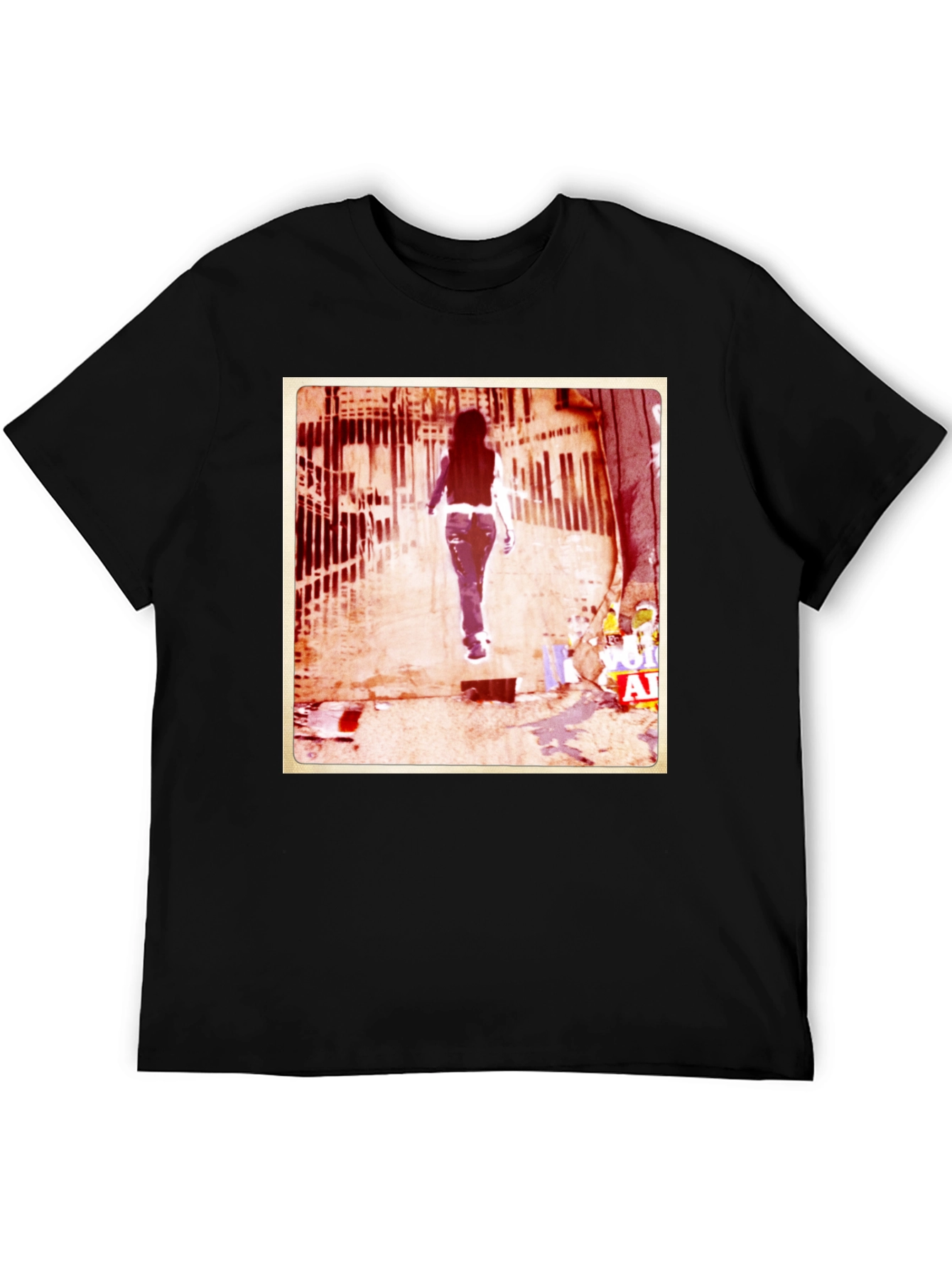 Urban Graffiti Style Black Graphic T-Shirt
