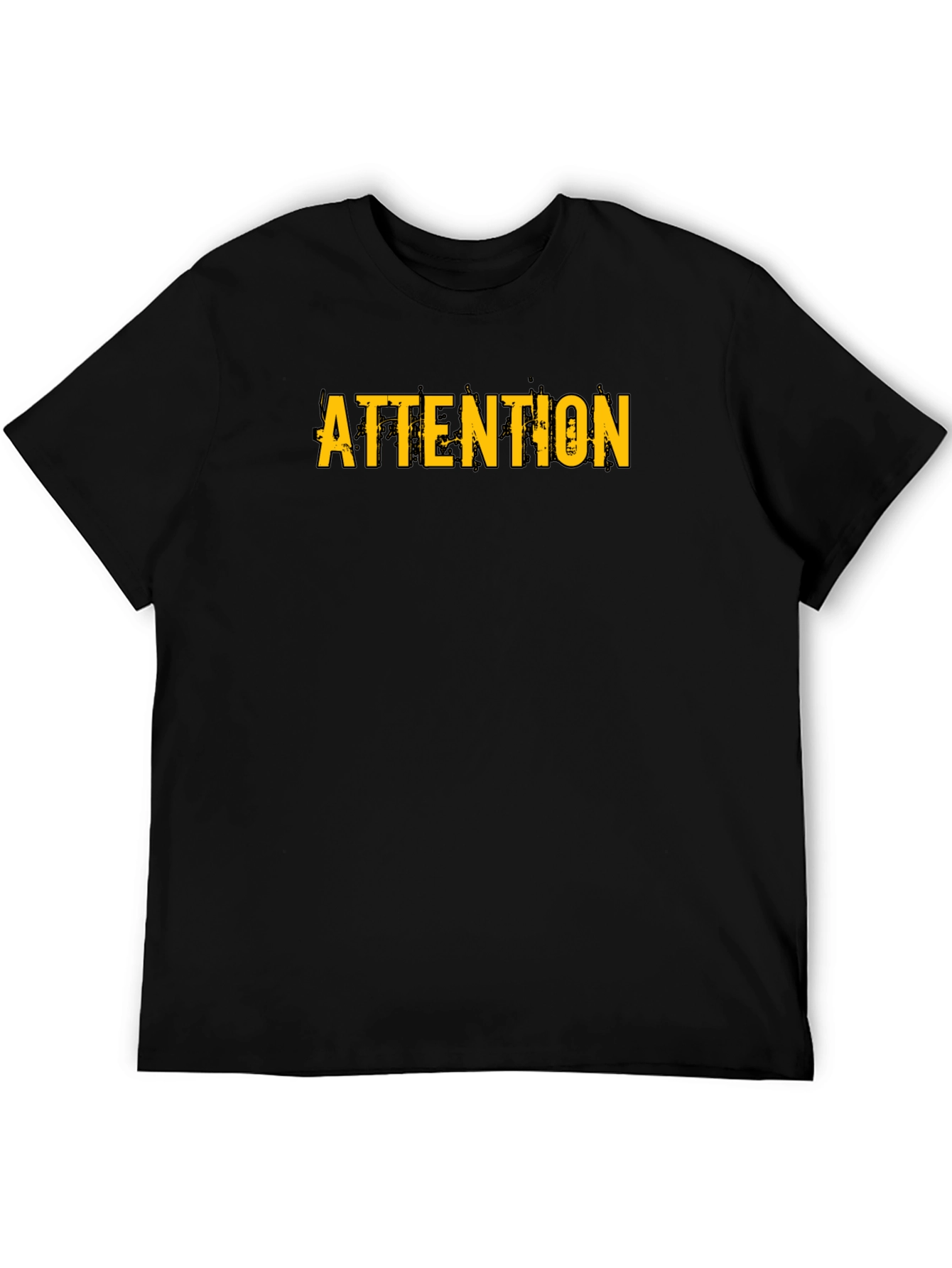 Attention Graphic Print Black T-Shirt