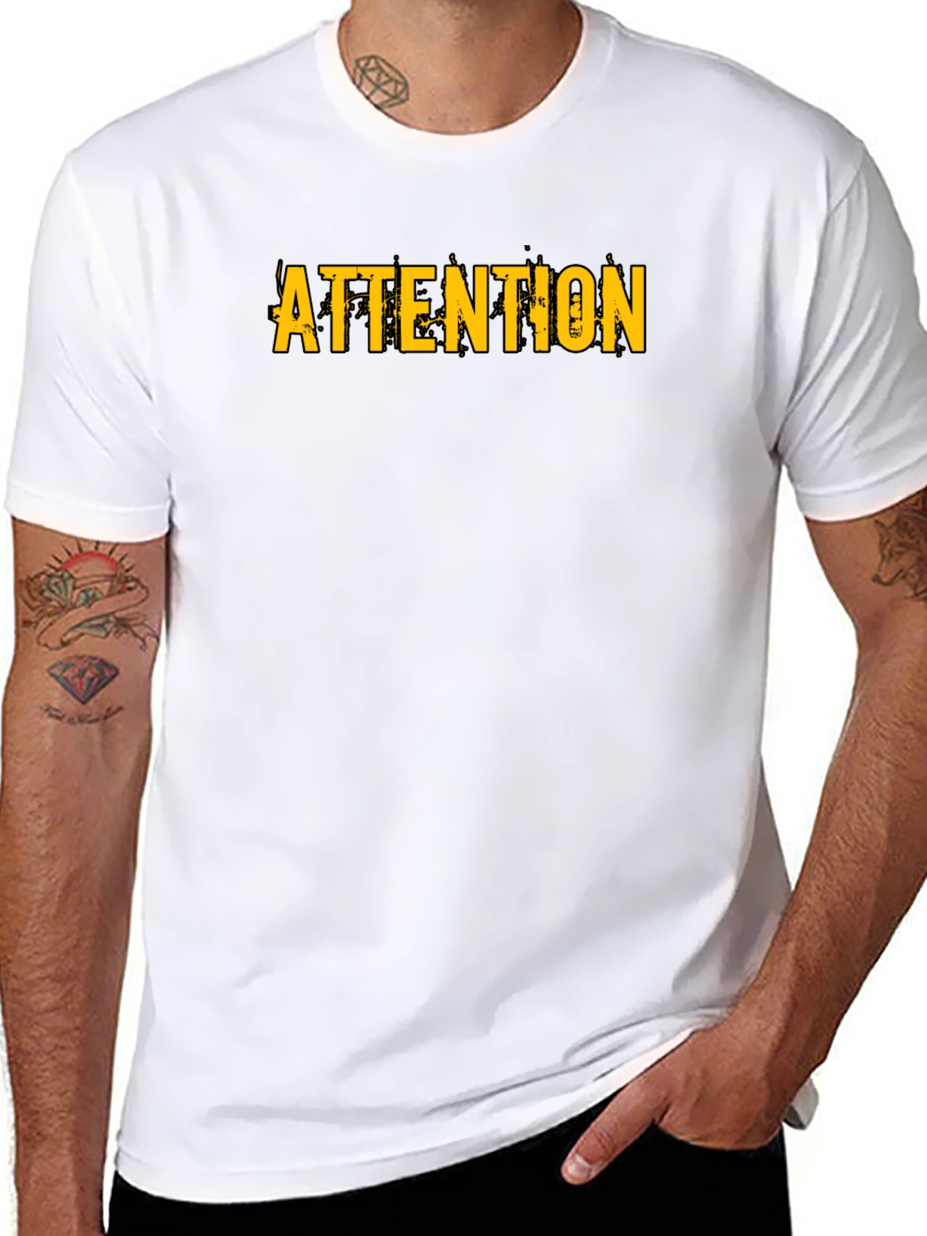 Attention Graphic Print Black T-Shirt