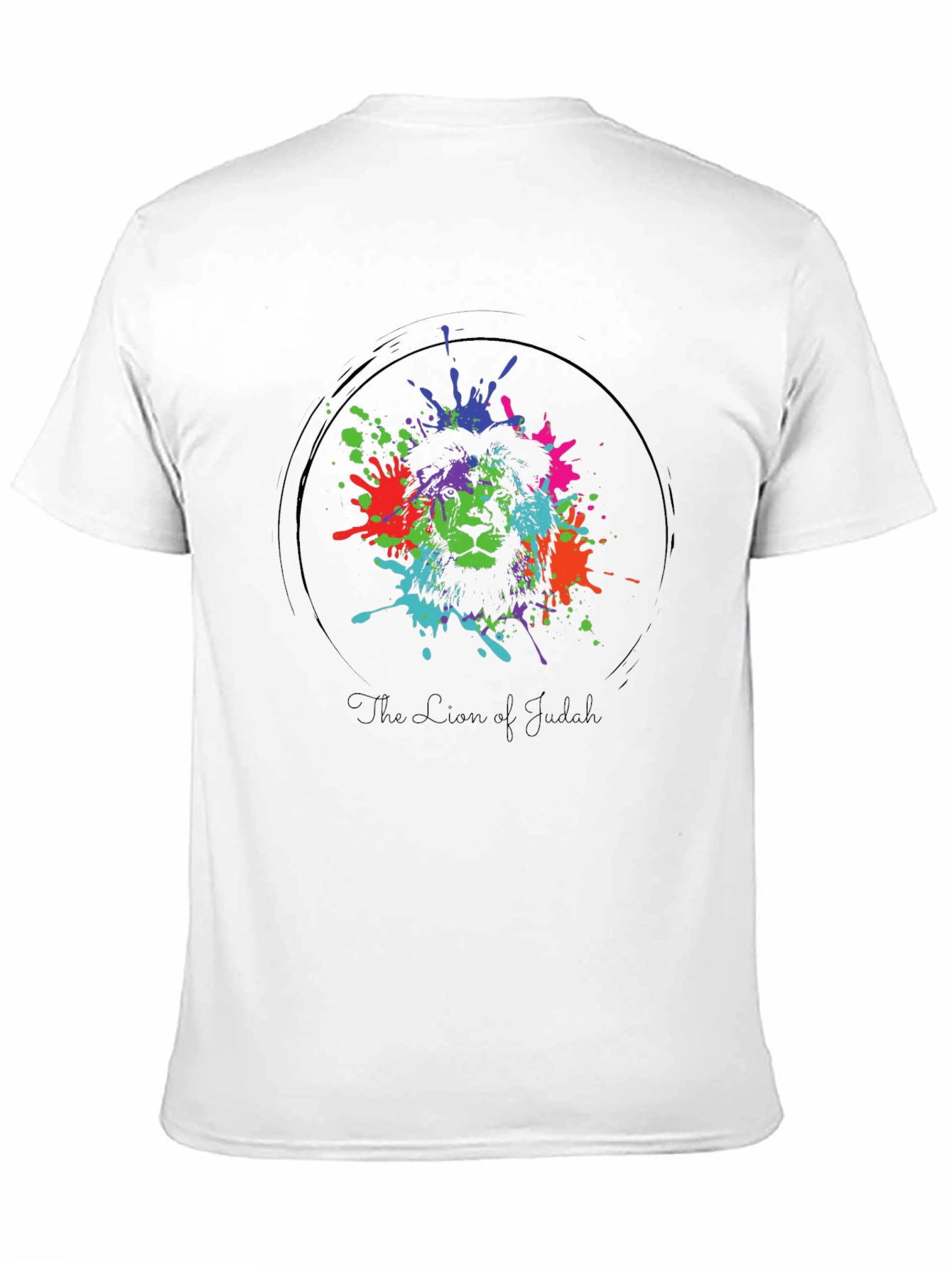 Lion of Judah Splatter Print Black T-Shirt