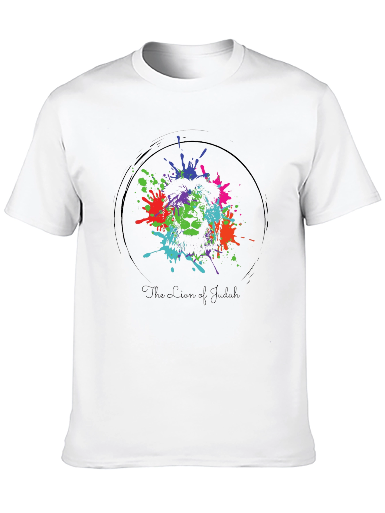 Lion of Judah Splatter Print Black T-Shirt