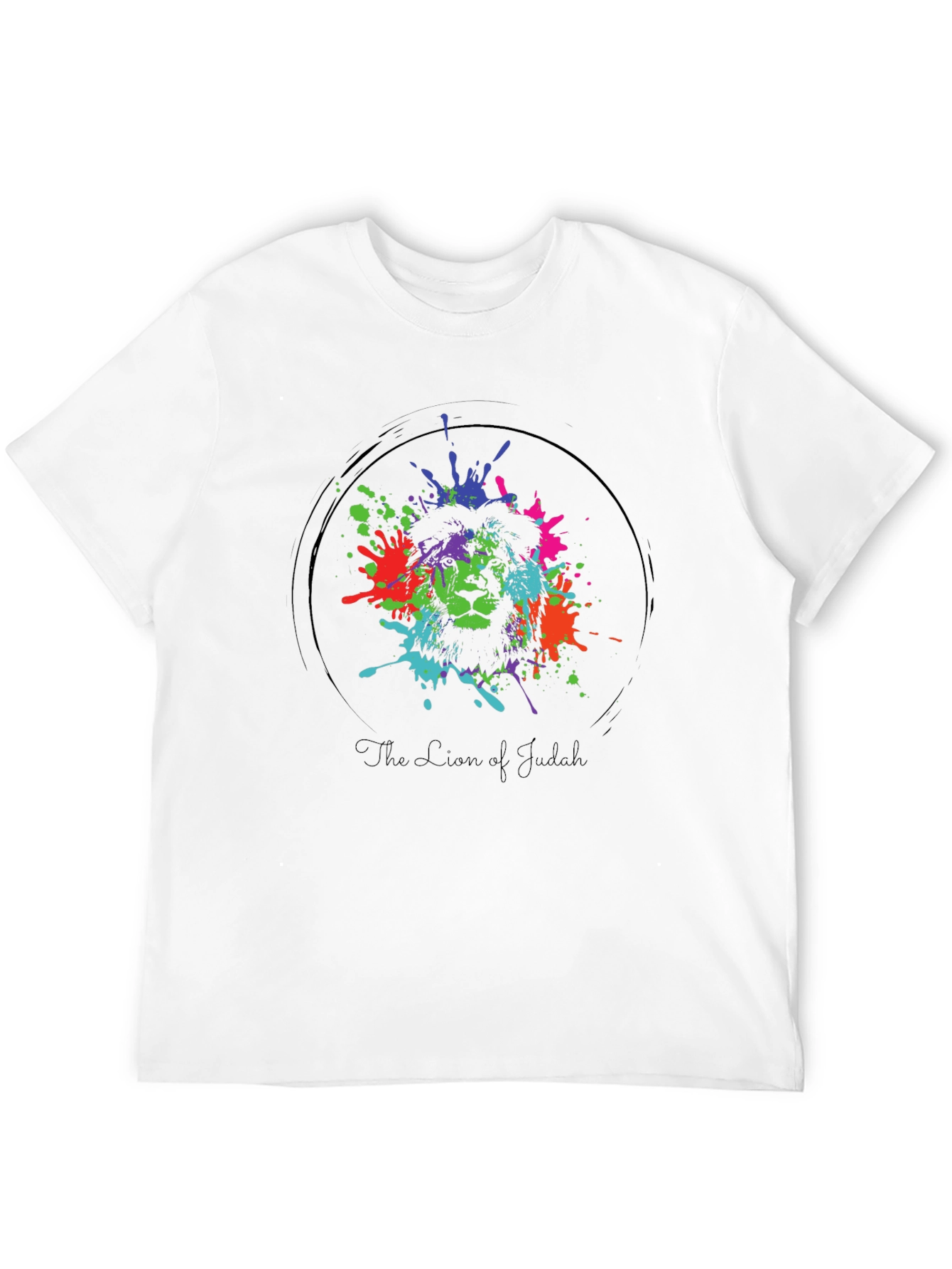 Lion of Judah Splatter Print Black T-Shirt