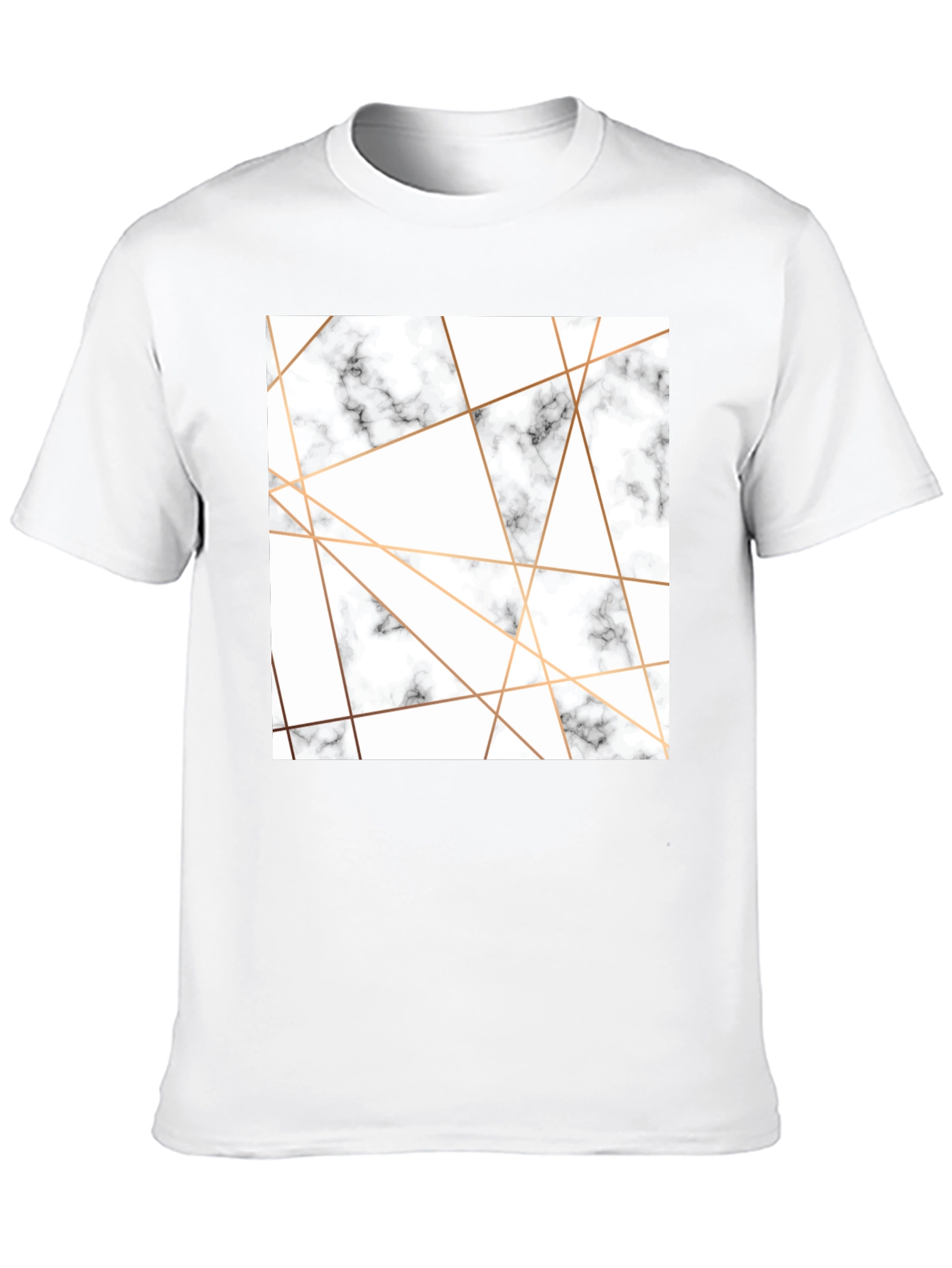 Modern Marble Geometric Print Black T-Shirt