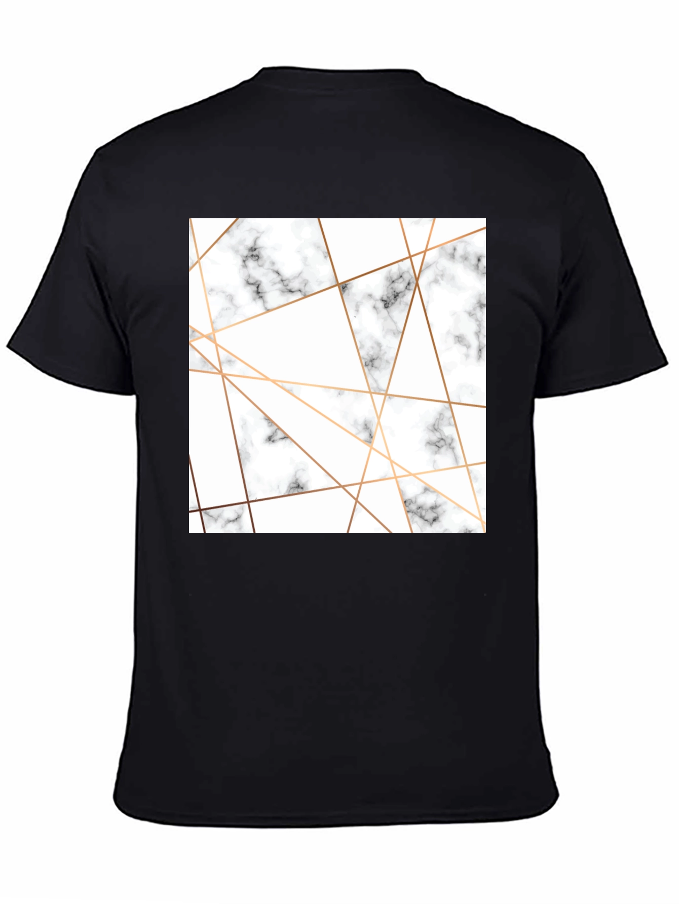Modern Marble Geometric Print Black T-Shirt