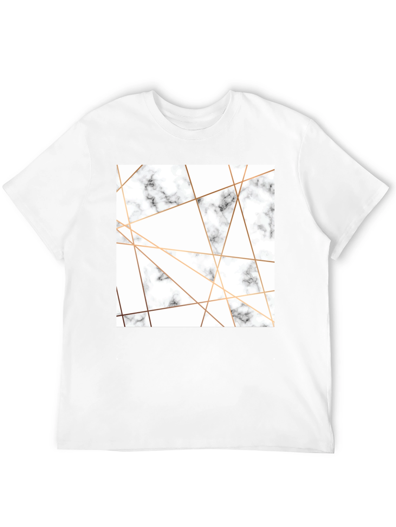 Modern Marble Geometric Print Black T-Shirt