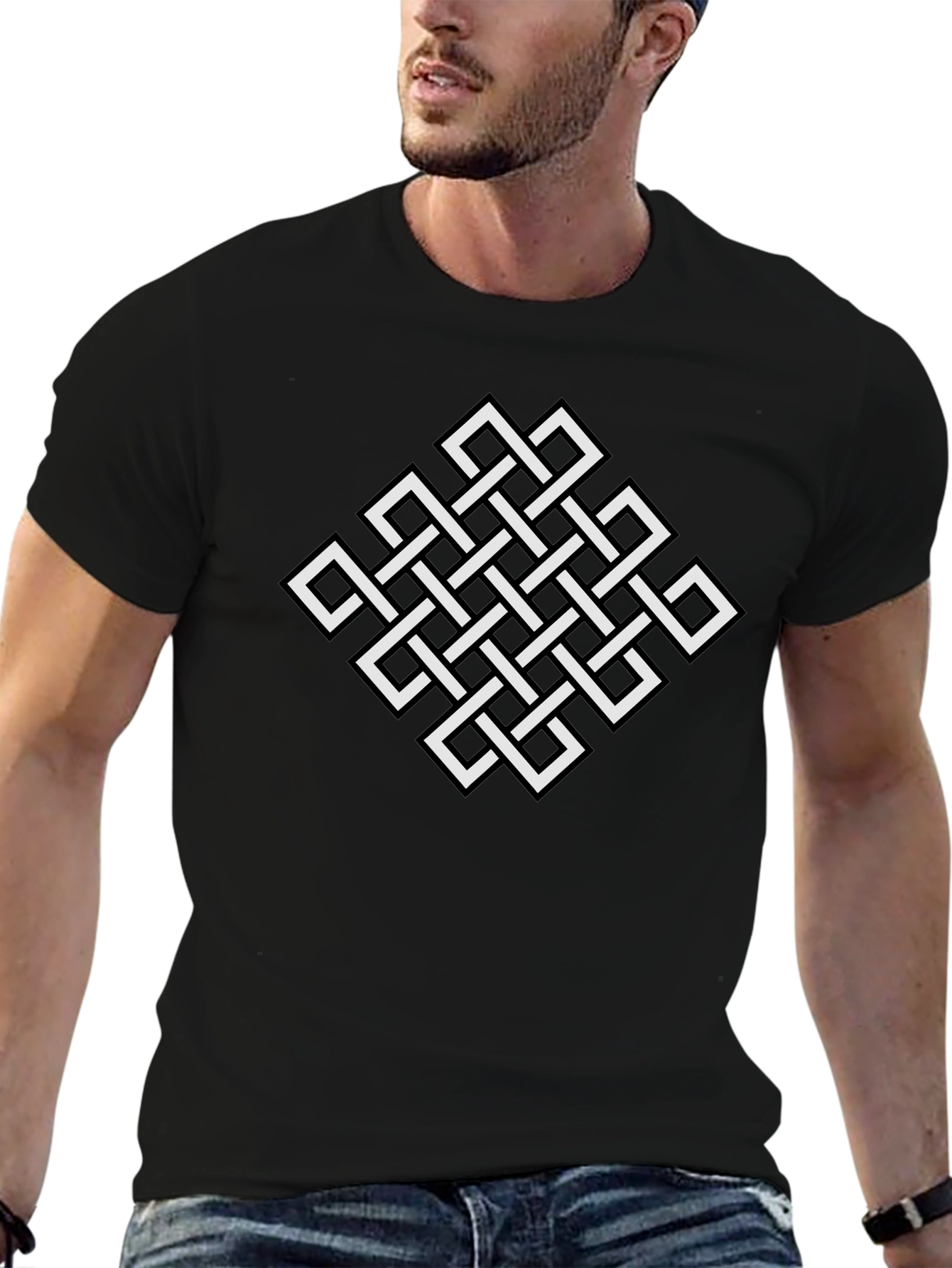Endless Knot Graphic Tee - Black Cotton T-Shirt