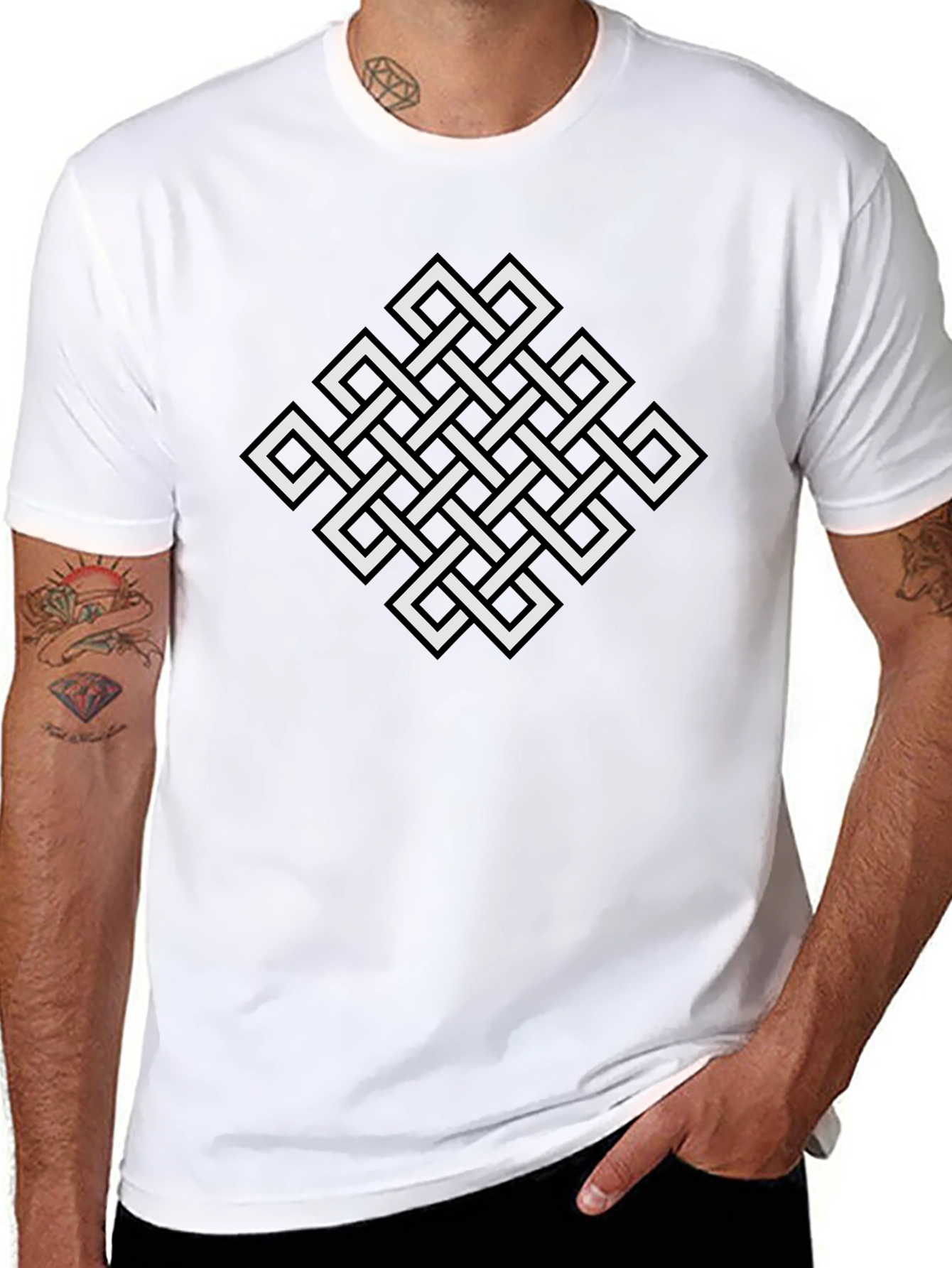 Endless Knot Graphic Tee - Black Cotton T-Shirt