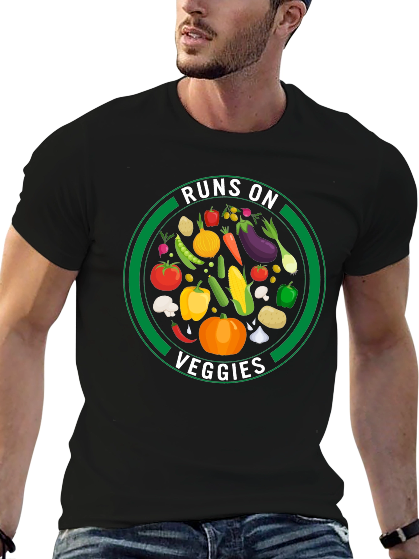Runs on Veggies Graphic T-Shirt - Vegan Lifestyle